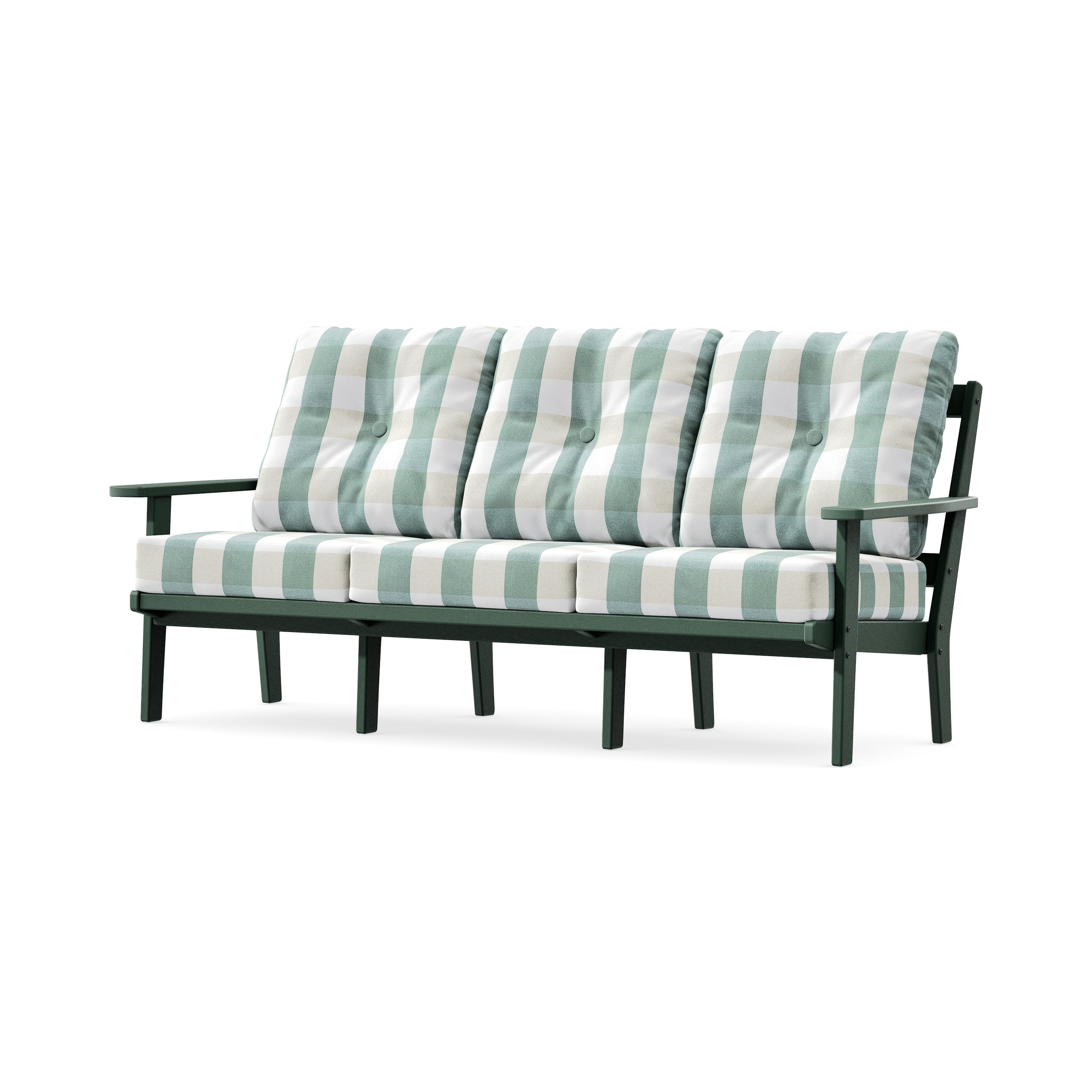 Oxford Deep Seating Sofa in Green / Buffalo Plaid Glacier Spa