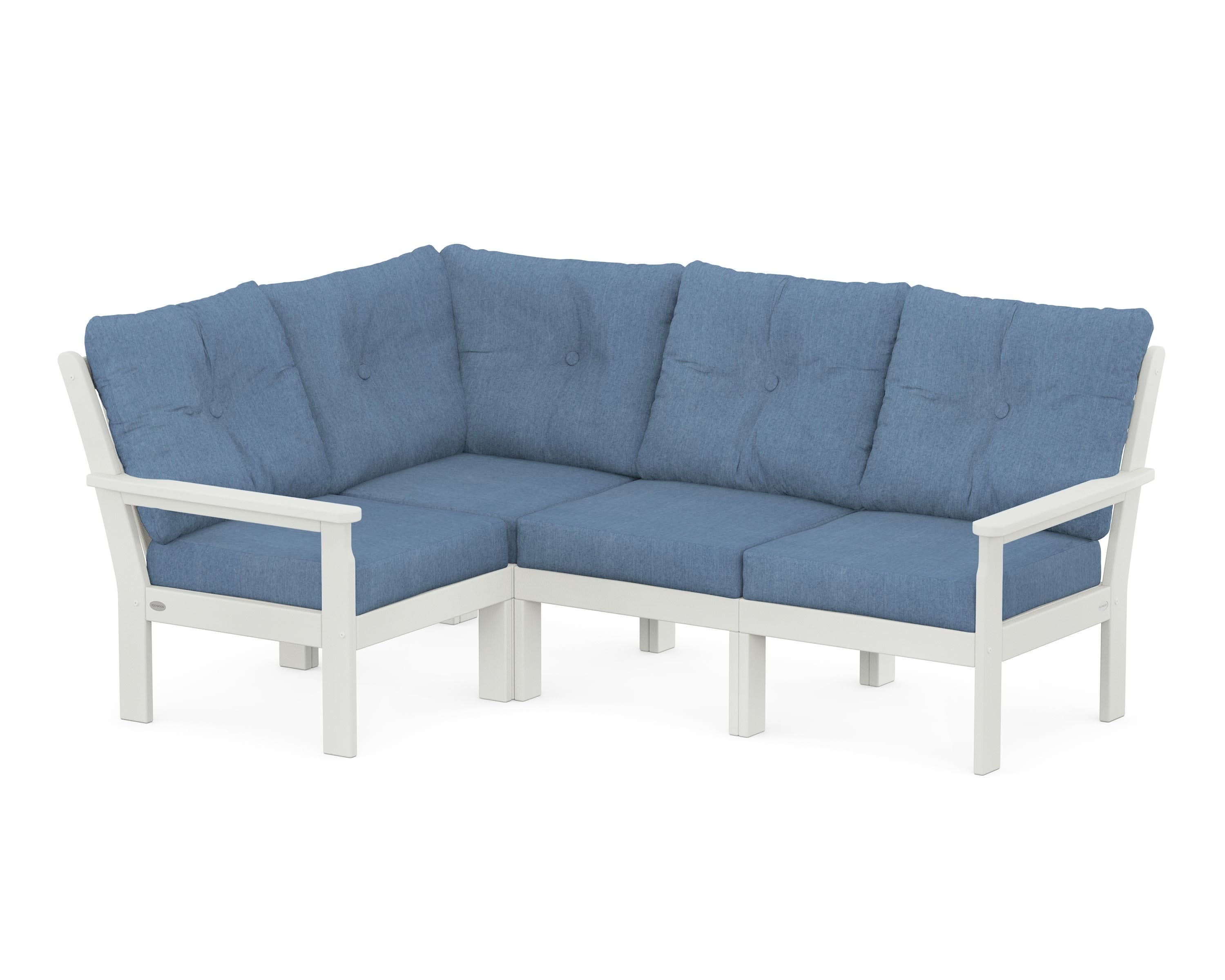 Vineyard 4-Piece Sectional in Vintage White / Sky Blue