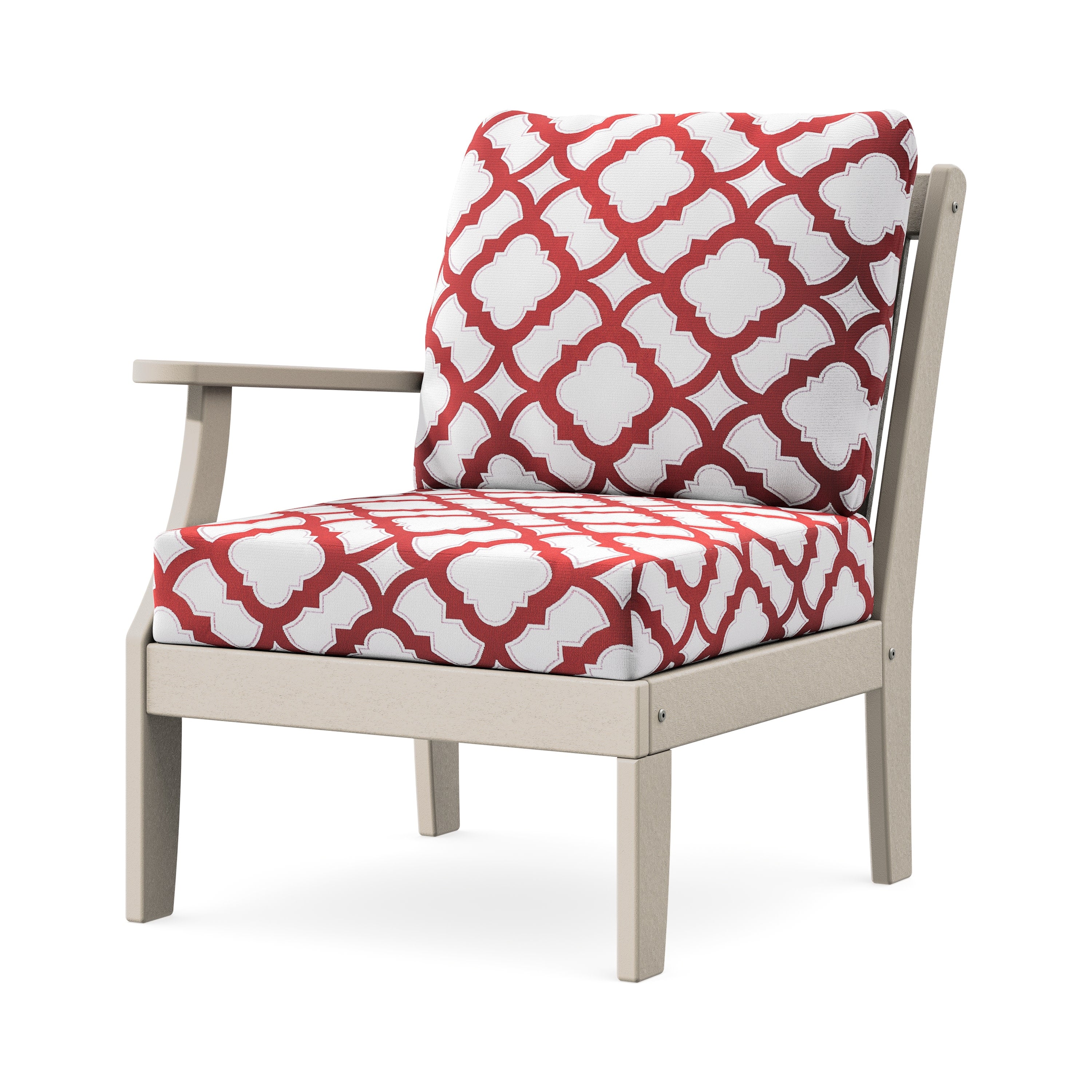 Braxton Modular Left Arm Chair in Sand / Trellis Crimson