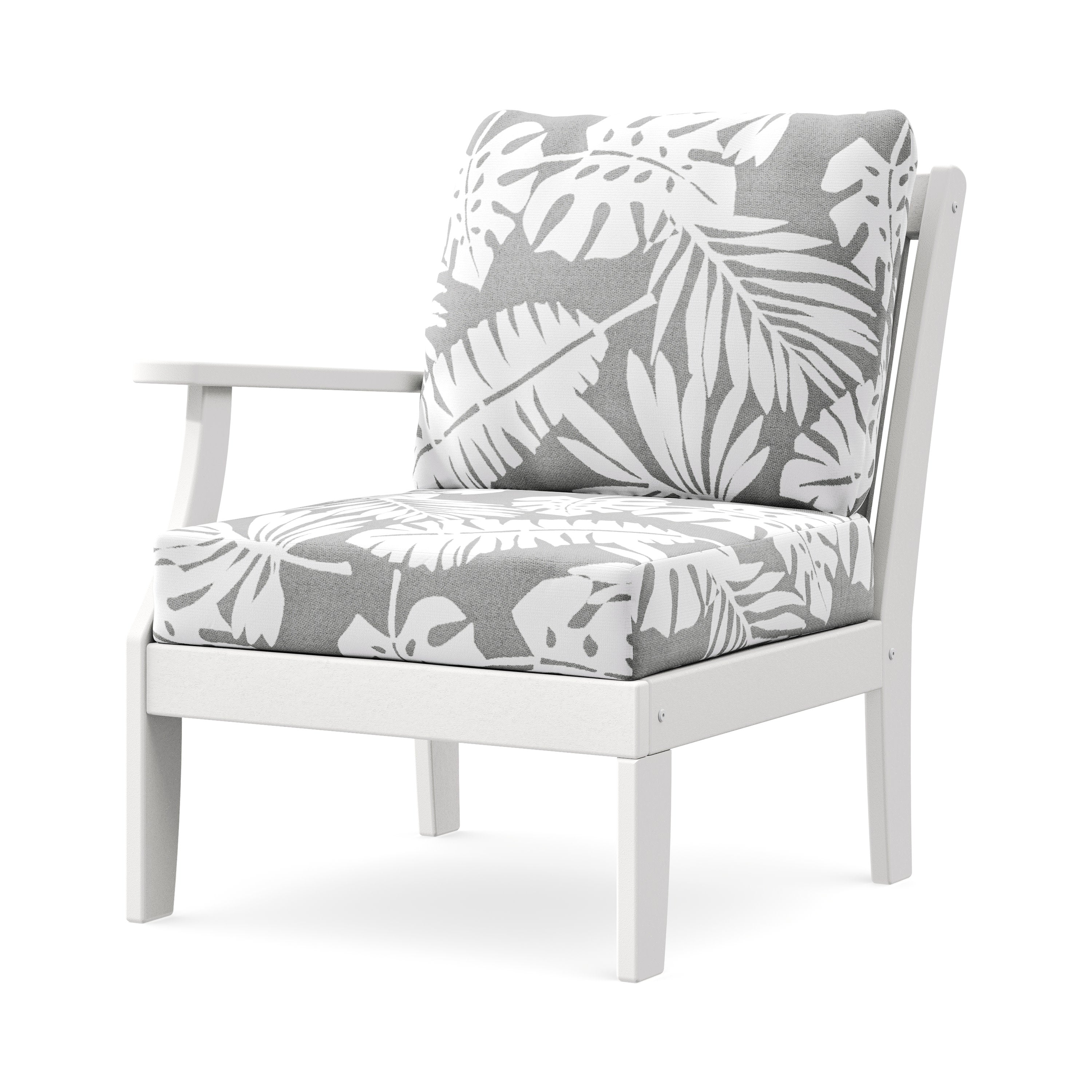 Braxton Modular Left Arm Chair in White / Leaf Grey Mist