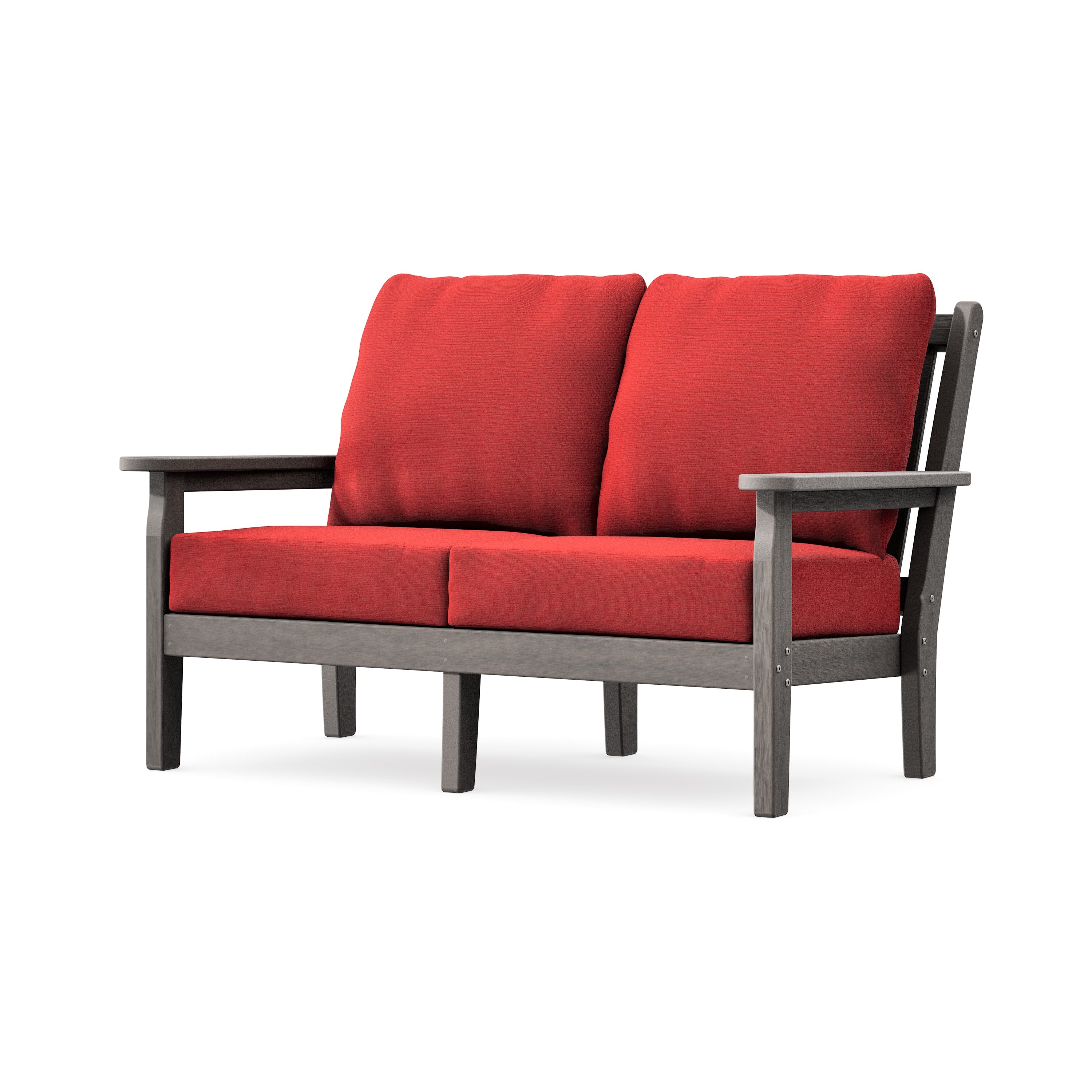 Chippendale Deep Seating Loveseat in Driftwood / Crimson Linen