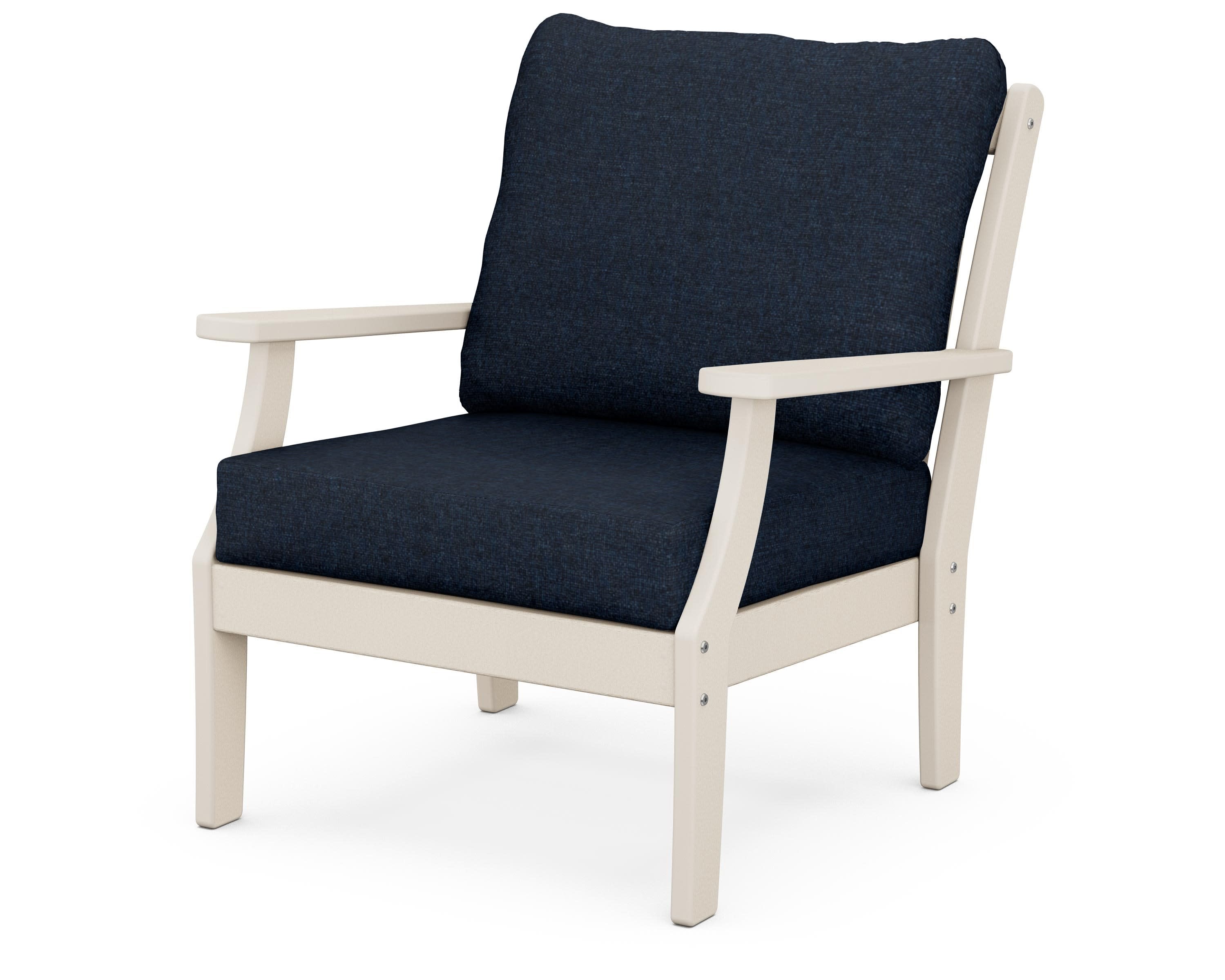 Braxton Deep Seating Chair in Sand / Marine Indigo