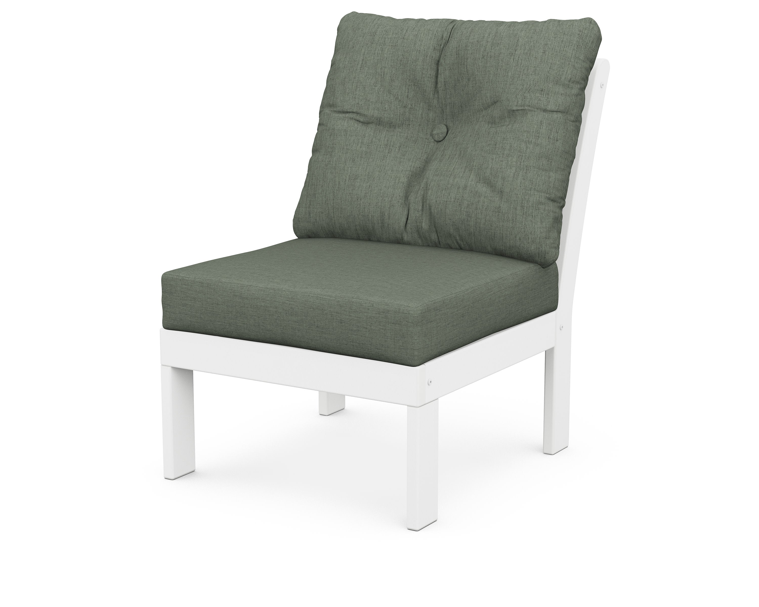Vineyard Modular Armless Chair in White / Cast Sage