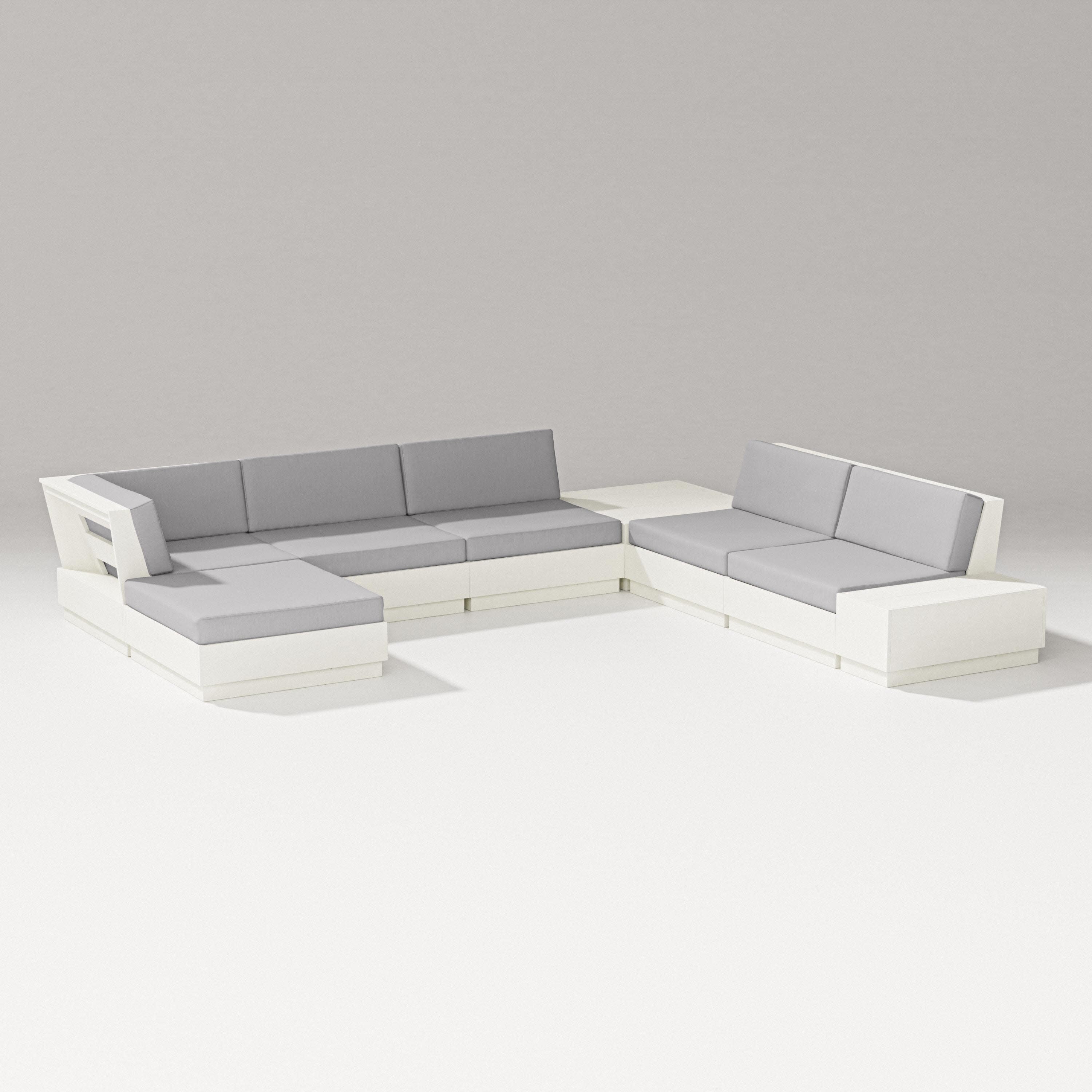 Elevate 8-Piece Corner Sectional in Vintage White / Granite