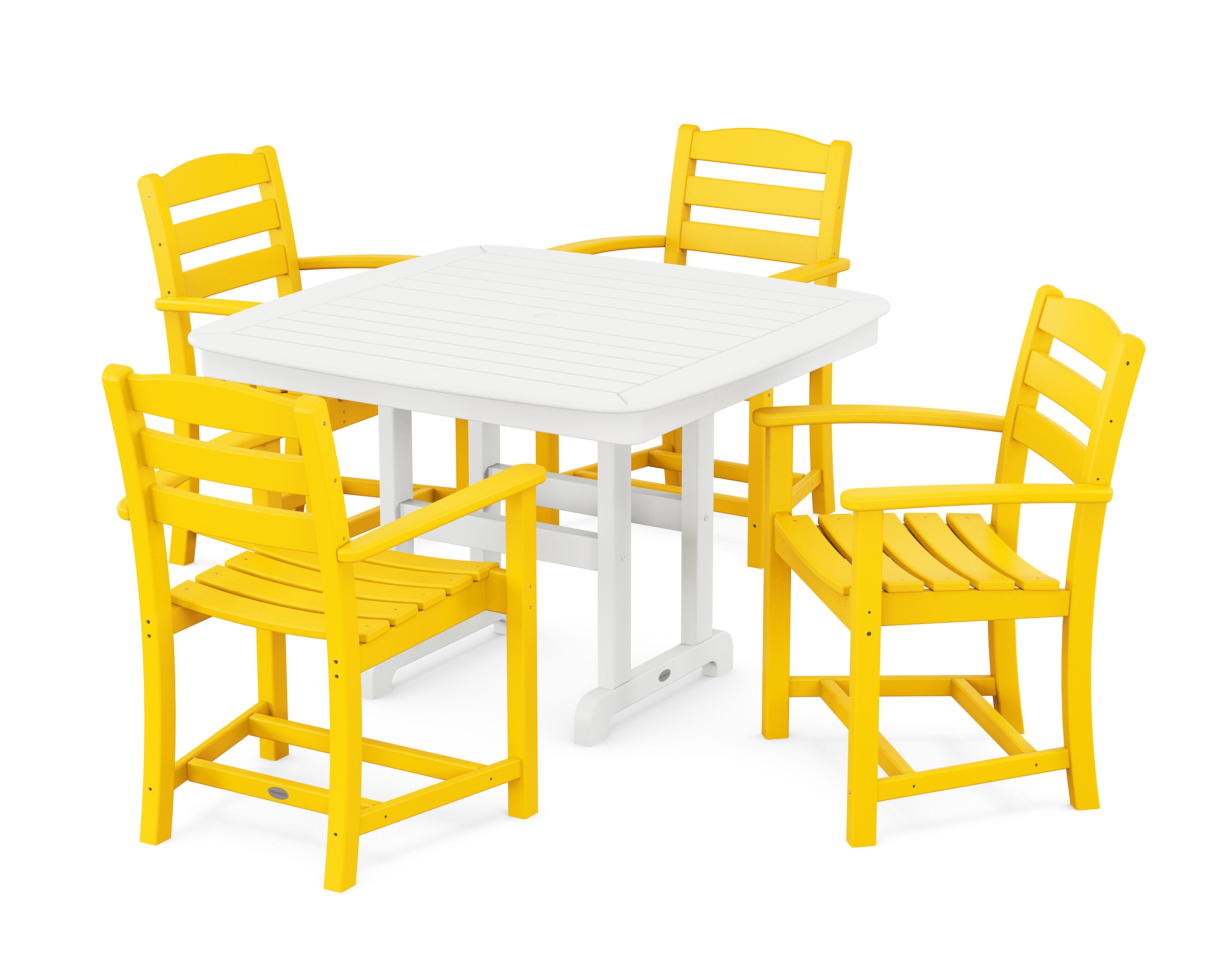 La Casa Caf 5-Piece Dining Set with Trestle Legs in Lemon / White