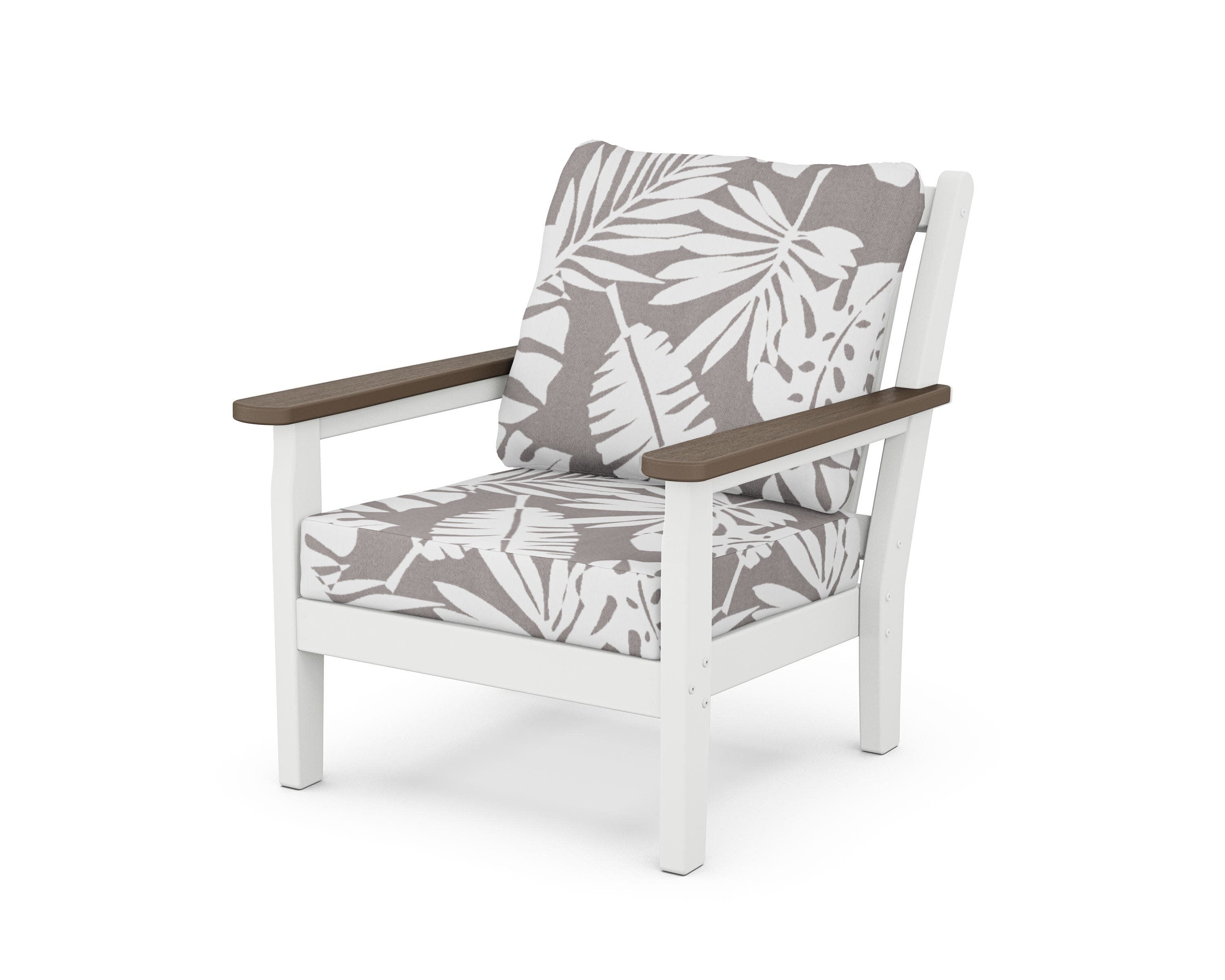 Chippendale Deep Seating Chair in White / Kona / Leaf Grey Mist