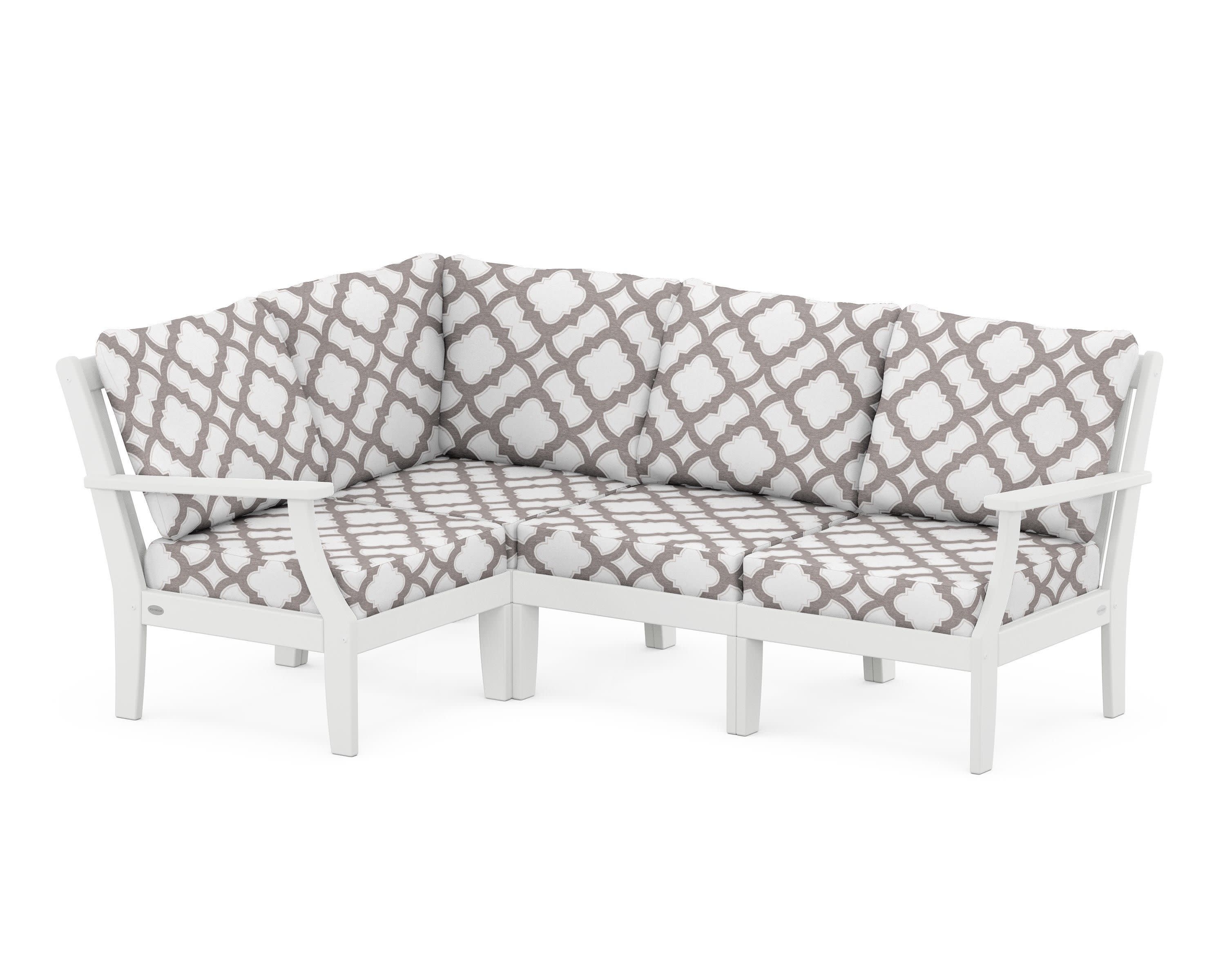Braxton Modular 4-Piece Deep Seating Set in White / Trellis Grey Mist