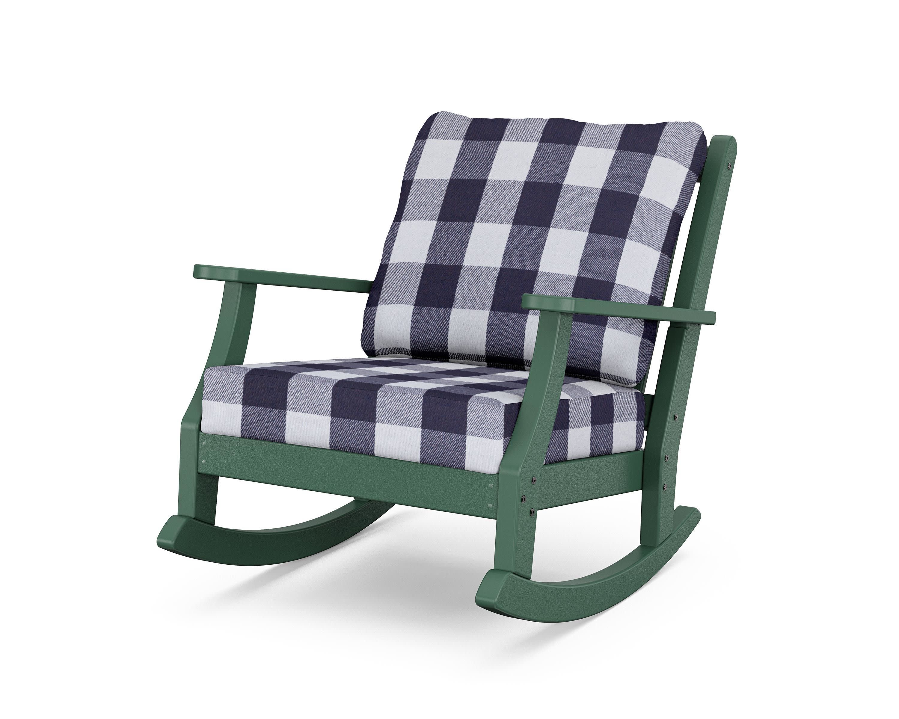 Wovendale Deep Seating Rocking Chair in Green / Buffalo Plaid Navy