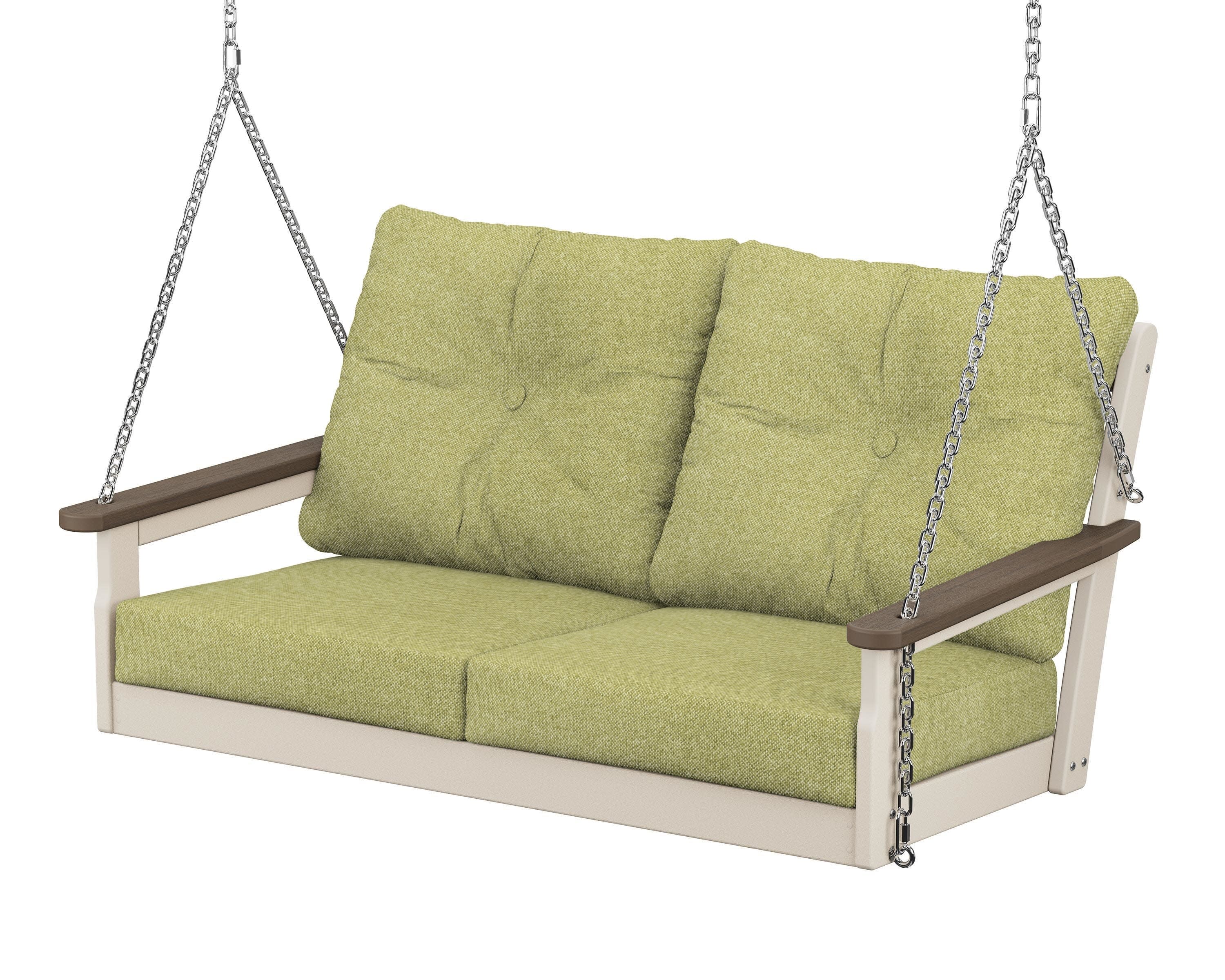 Vineyard Deep Seating Swing in Sand / Kona / Chartreuse Boucle