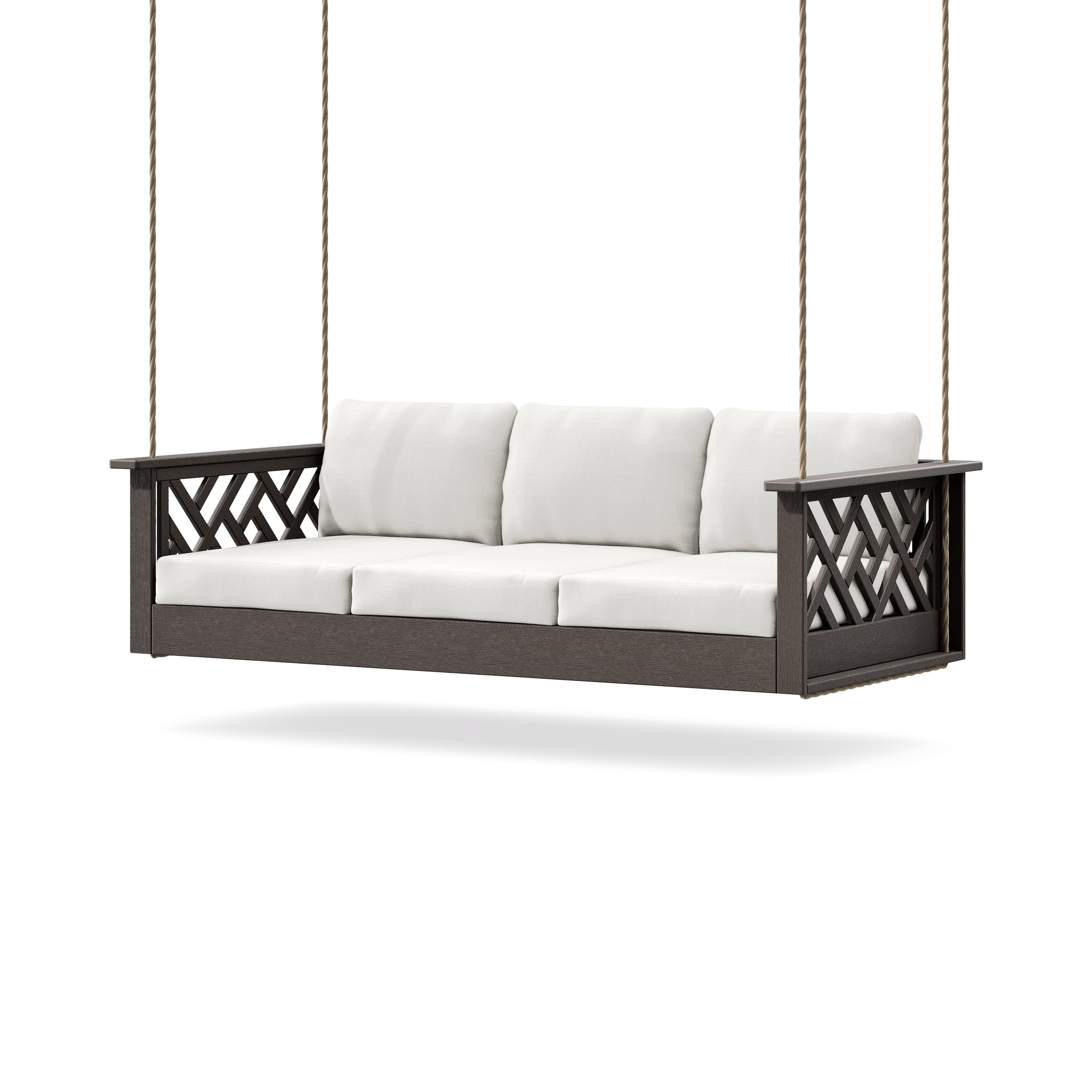 Chippendale Daybed Swing in Vintage Coffee / Natural Linen