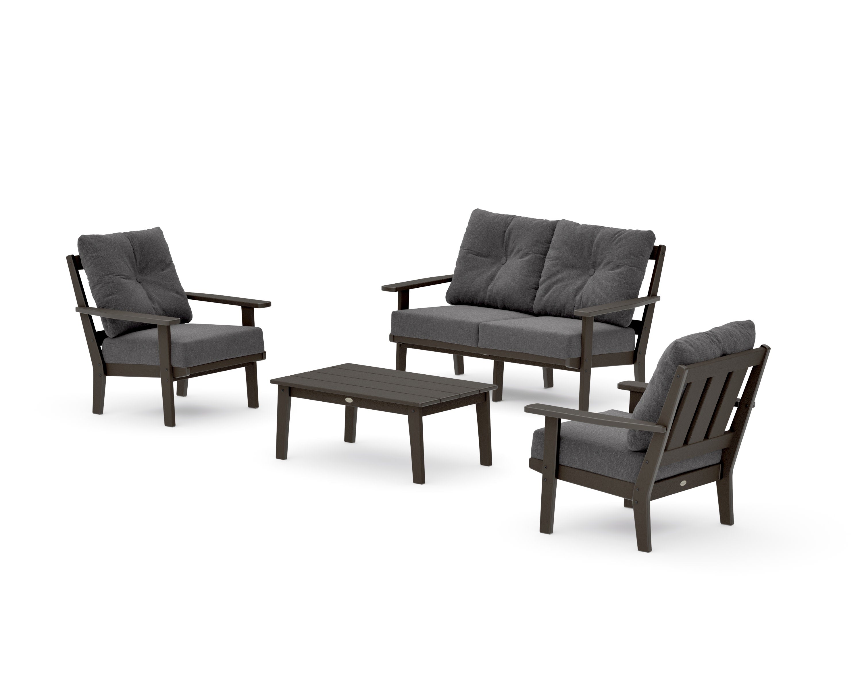 Oxford 4-Piece Deep Seating Set with Loveseat in Vintage Coffee / Ash Charcoal