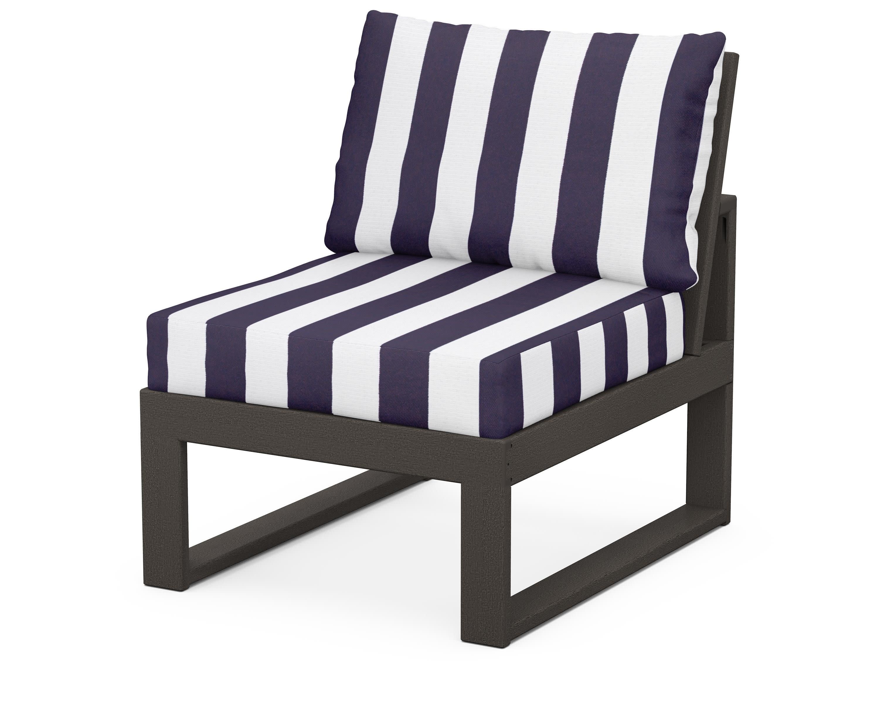 Modular Armless Chair in Vintage Coffee / Cabana Stripe Navy