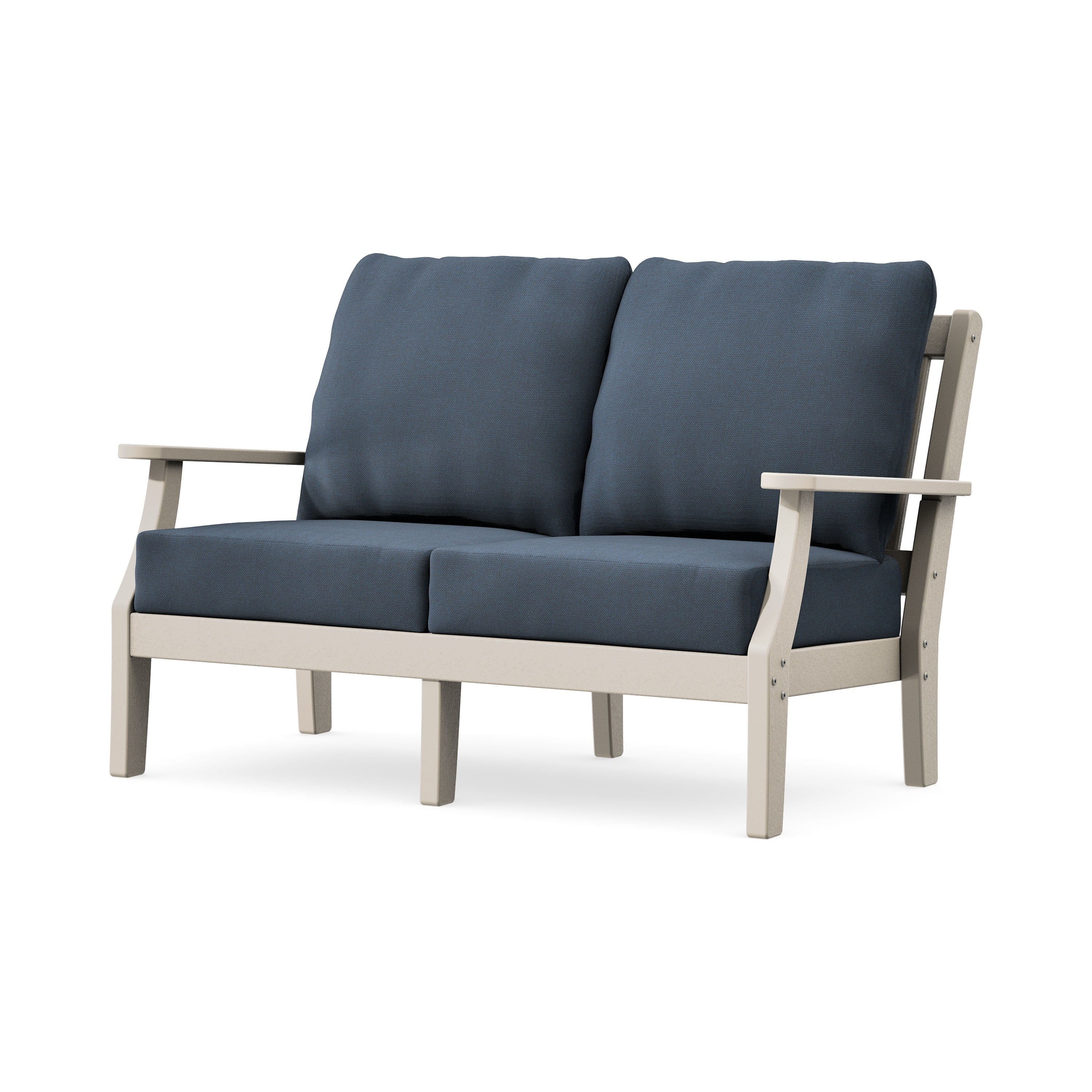 Chinoiserie Deep Seating Loveseat in Sand / Marine Indigo