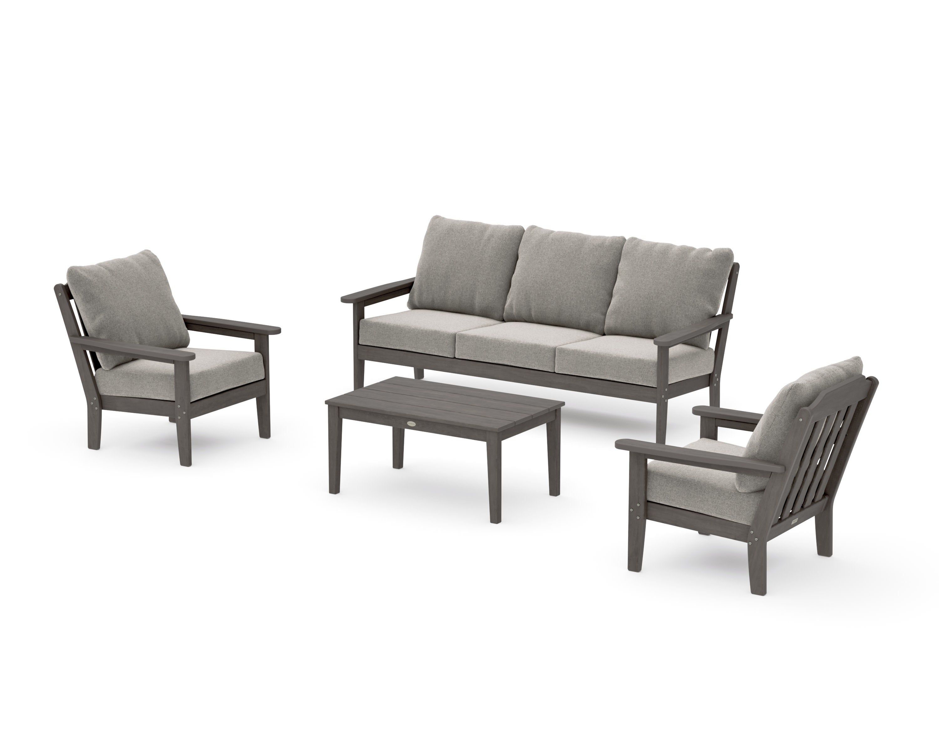 Cottage 4-Piece Deep Seating Set with Sofa in Driftwood / Weathered Tweed