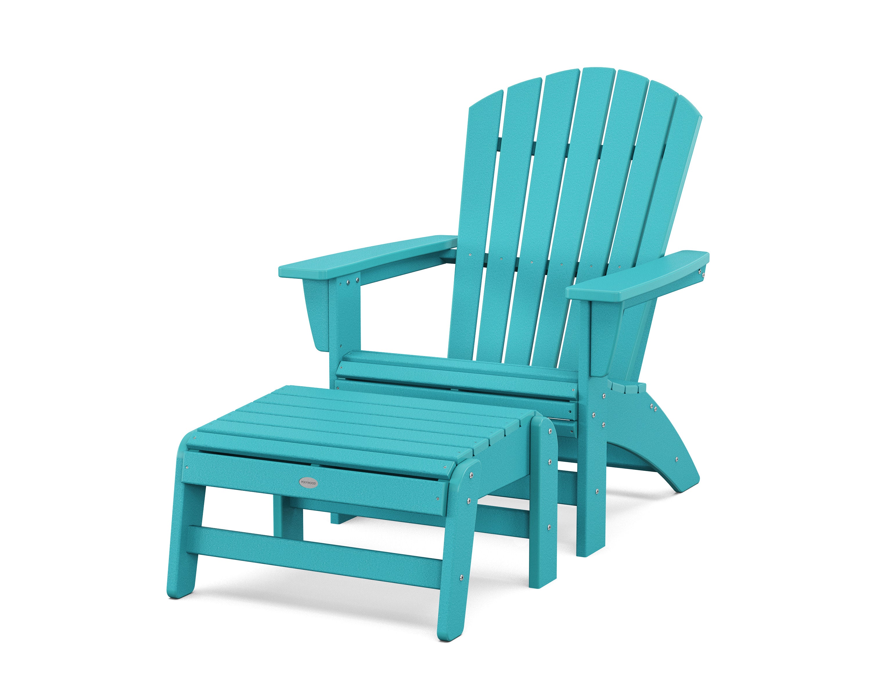 Nautical Grand Adirondack Chair with Ottoman in Aruba