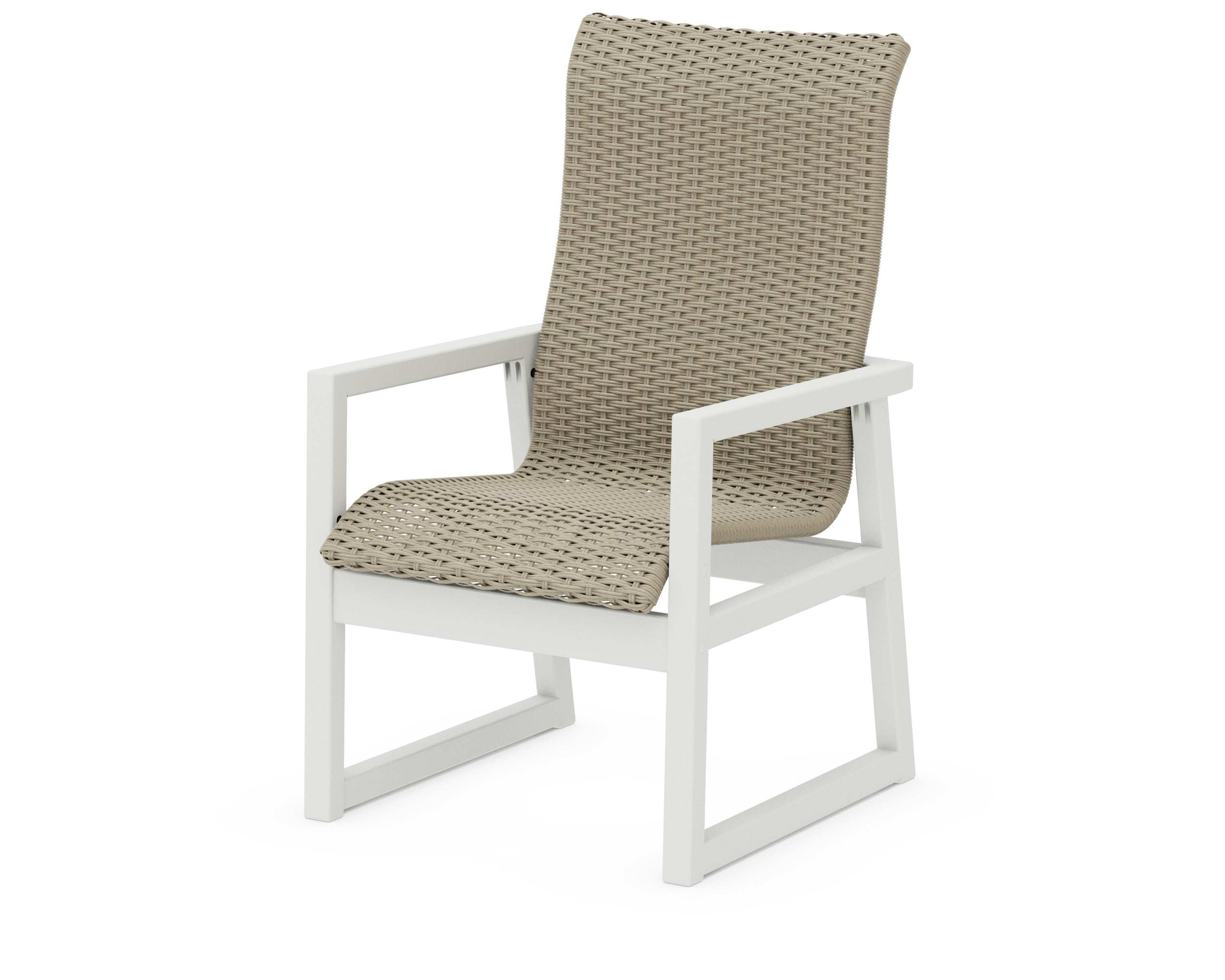 EDGE Woven High-Back Dining Arm Chair in White / Dune Grass