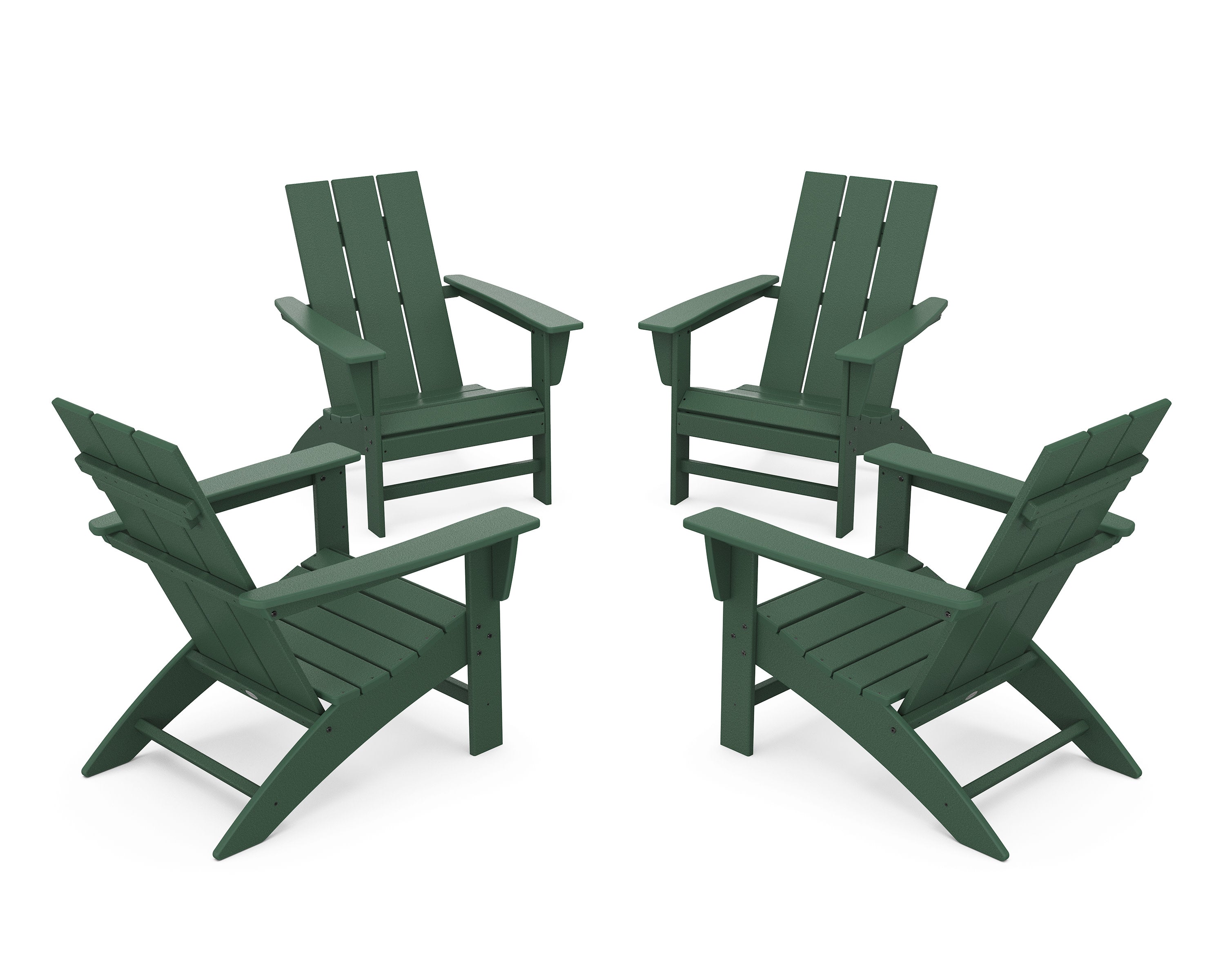 4-Piece Modern Adirondack Chair Conversation Set in Green