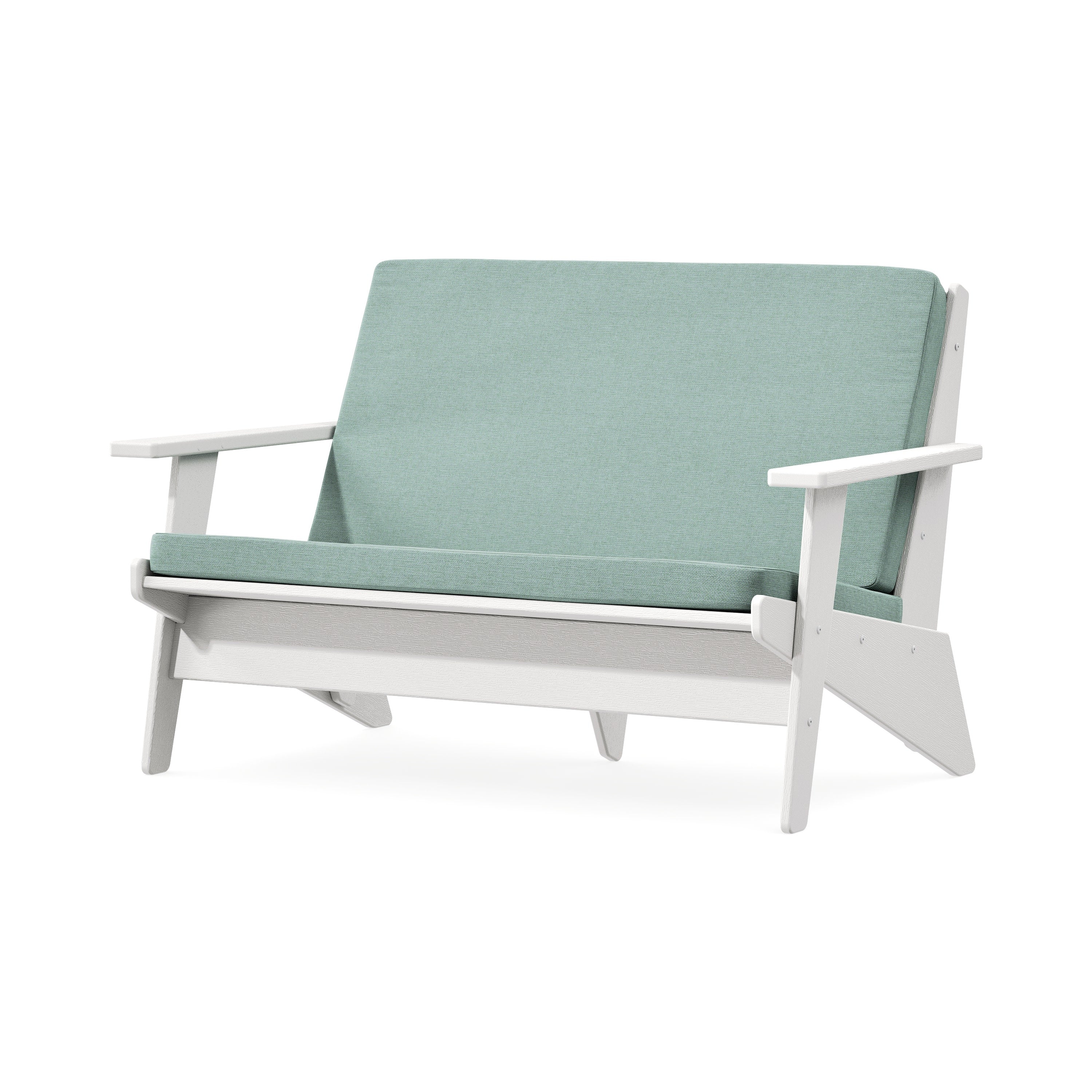 Riviera Modern Lounge Loveseat in Vintage White / Glacier Spa