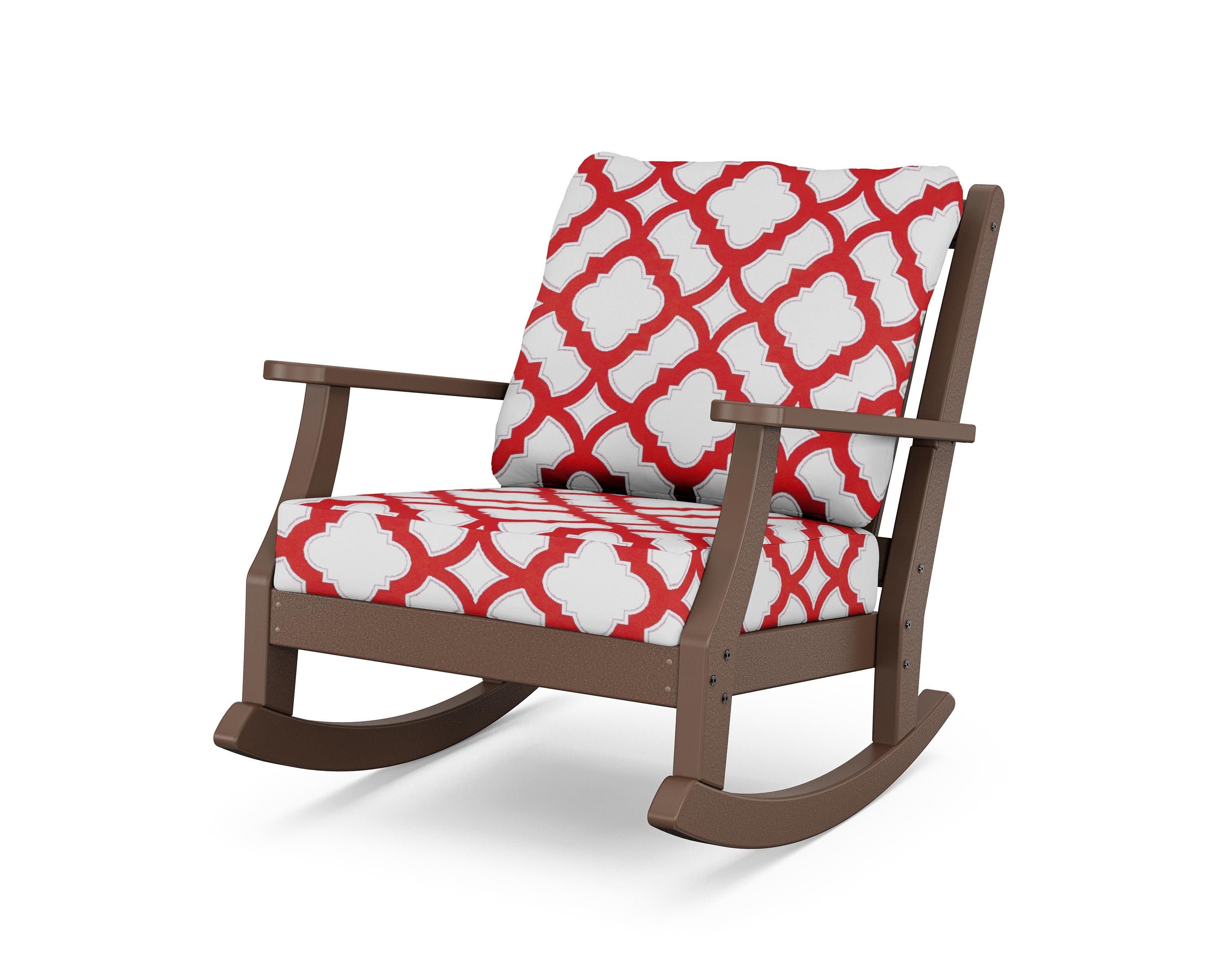 Wovendale Deep Seating Rocking Chair in Mahogany / Trellis Crimson