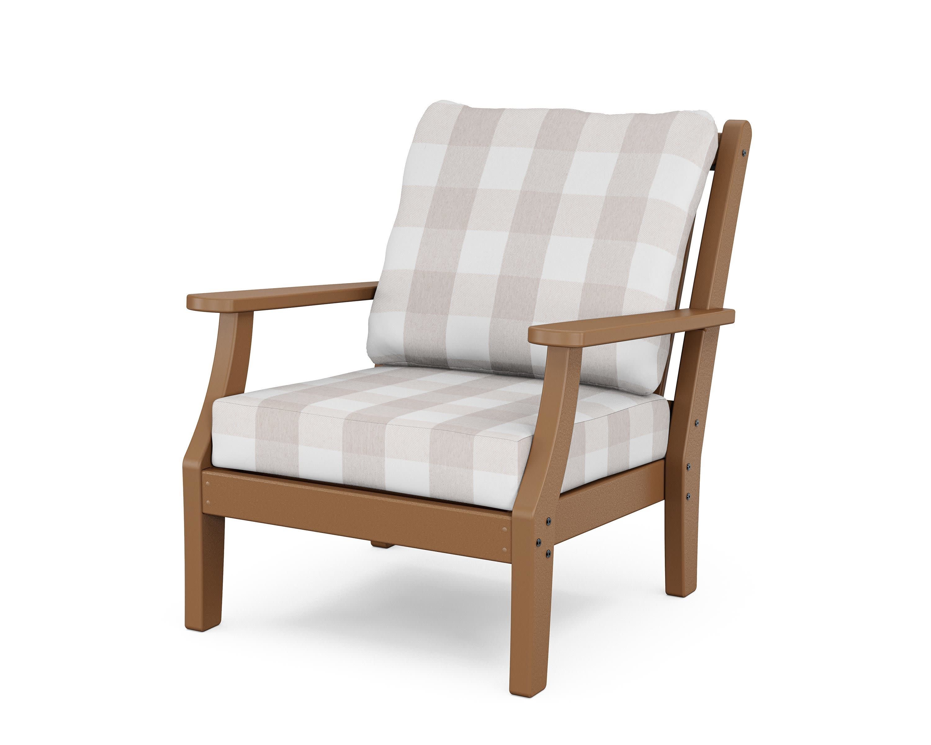 Wovendale Deep Seating Chair in Teak / Buffalo Plaid Dune Burlap
