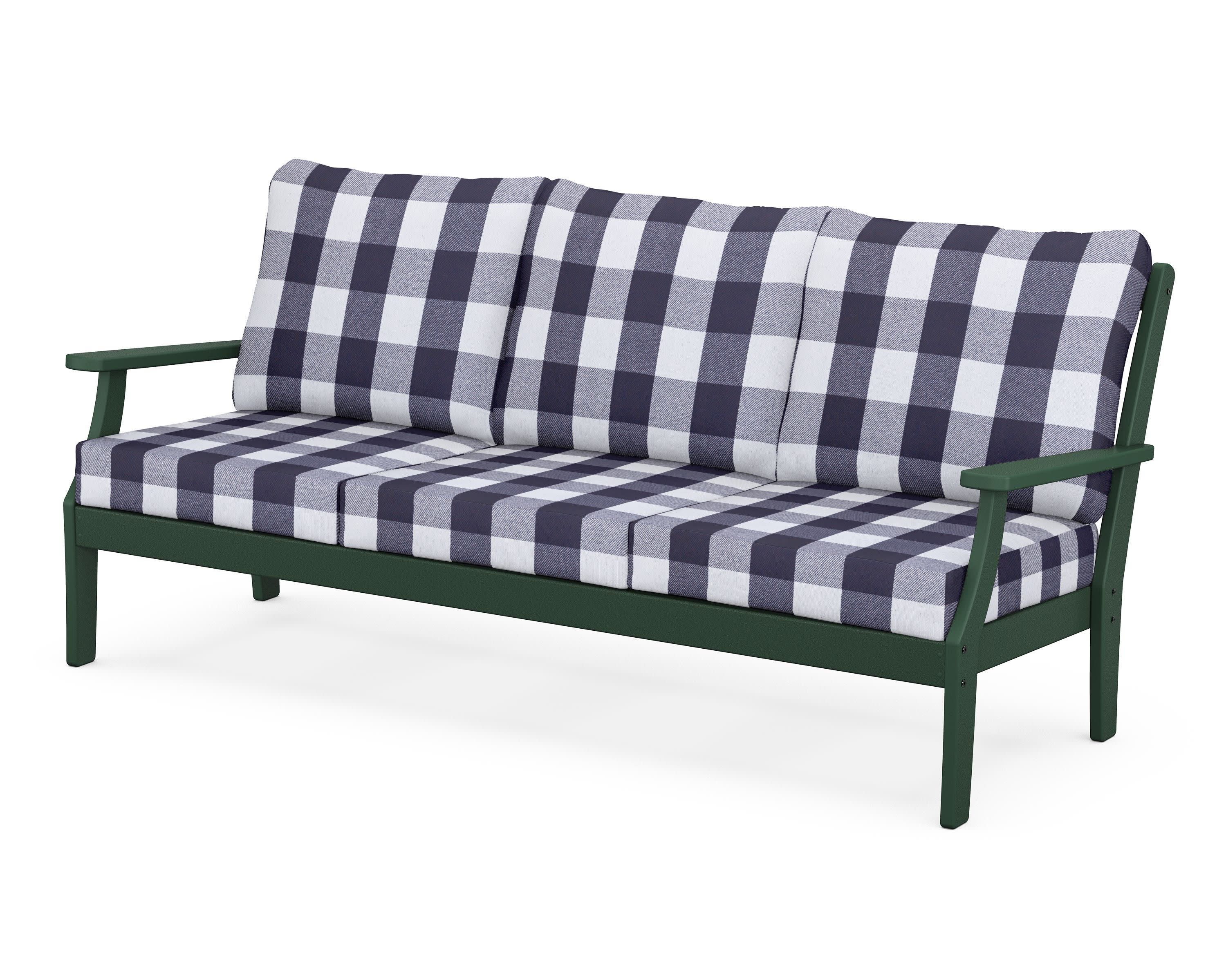 Braxton Deep Seating Sofa in Green / Buffalo Plaid Navy
