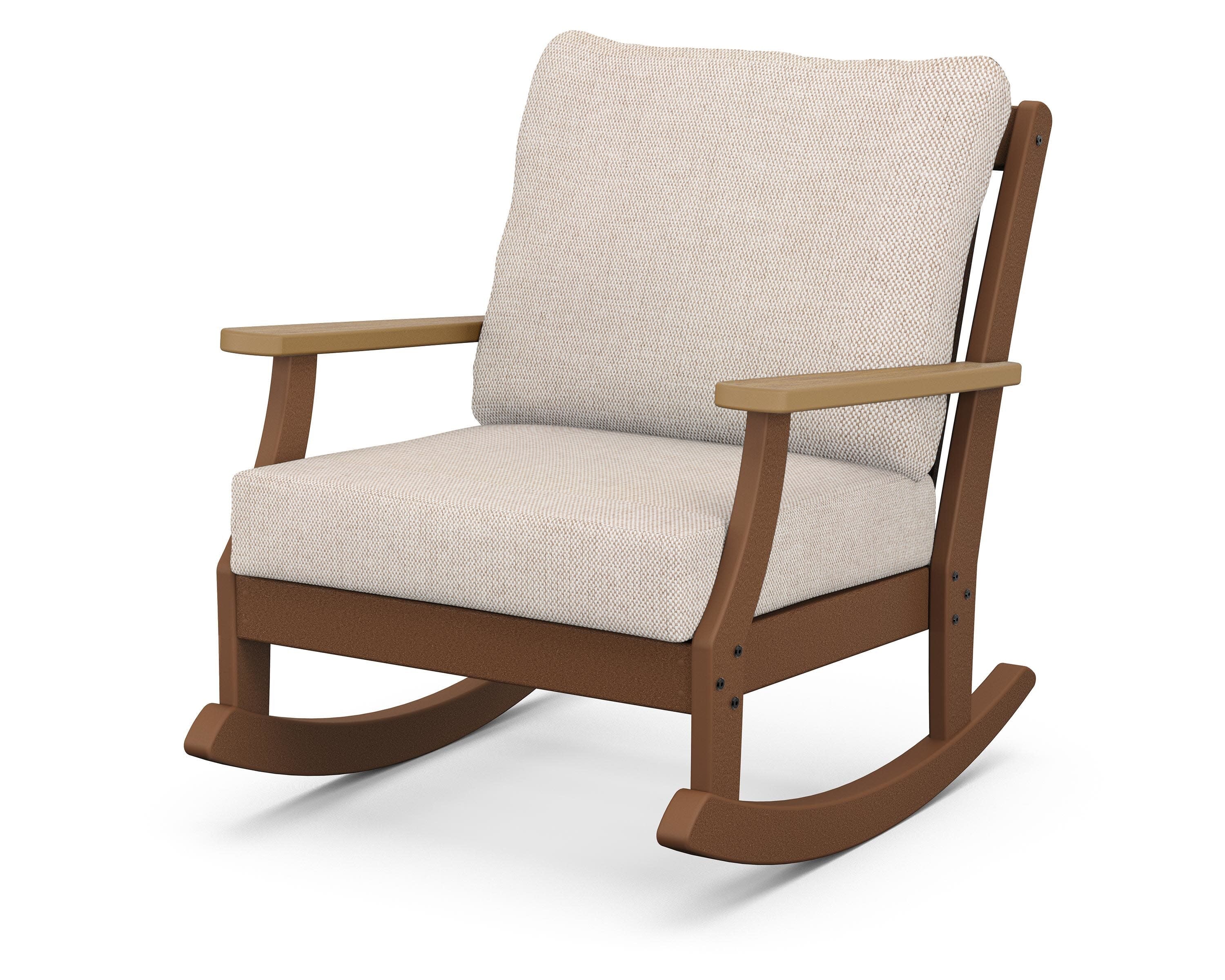 Braxton Deep Seating Rocking Chair in Teak / Natural / Blend Linen