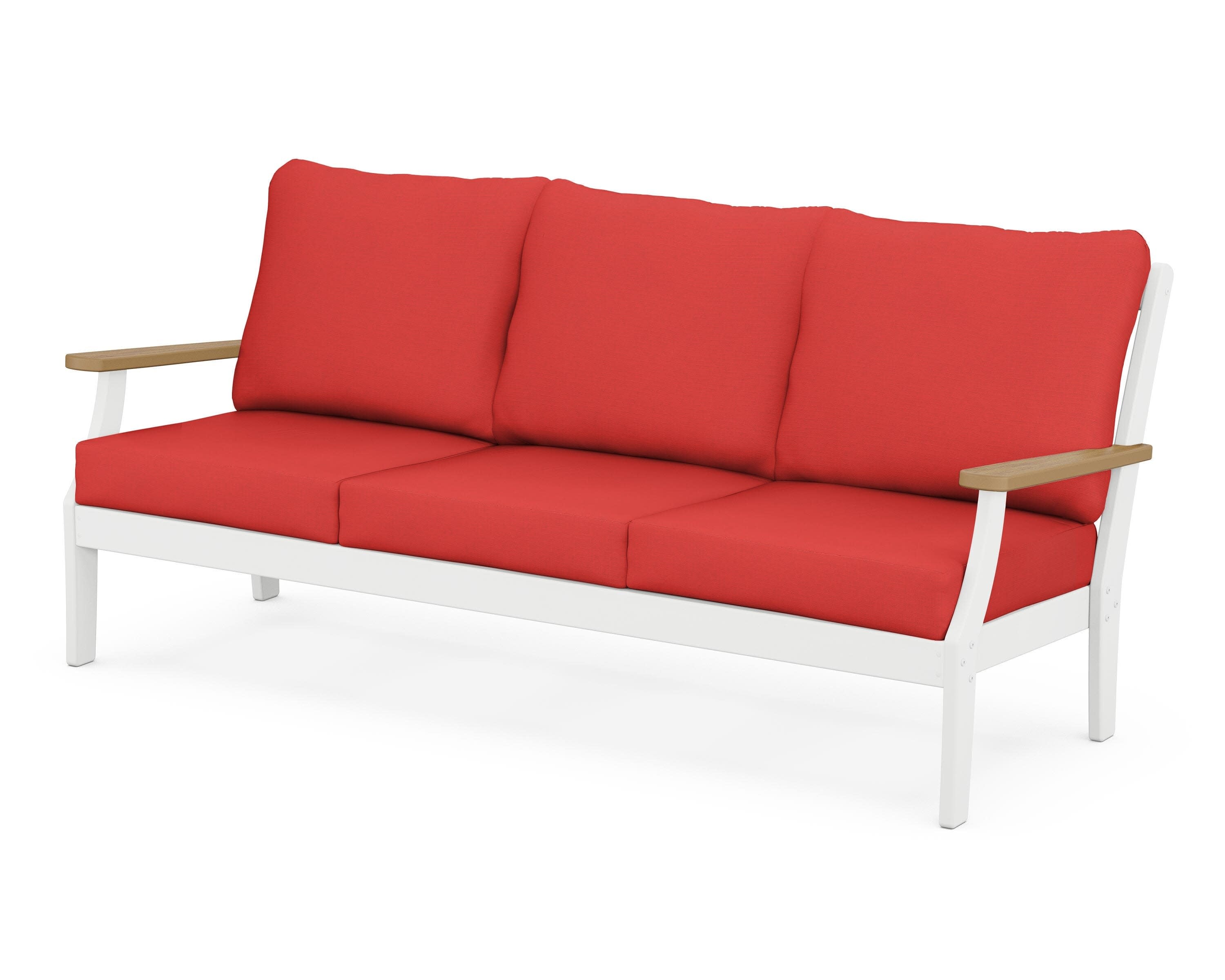 Braxton Deep Seating Sofa in White / Natural / Crimson Linen