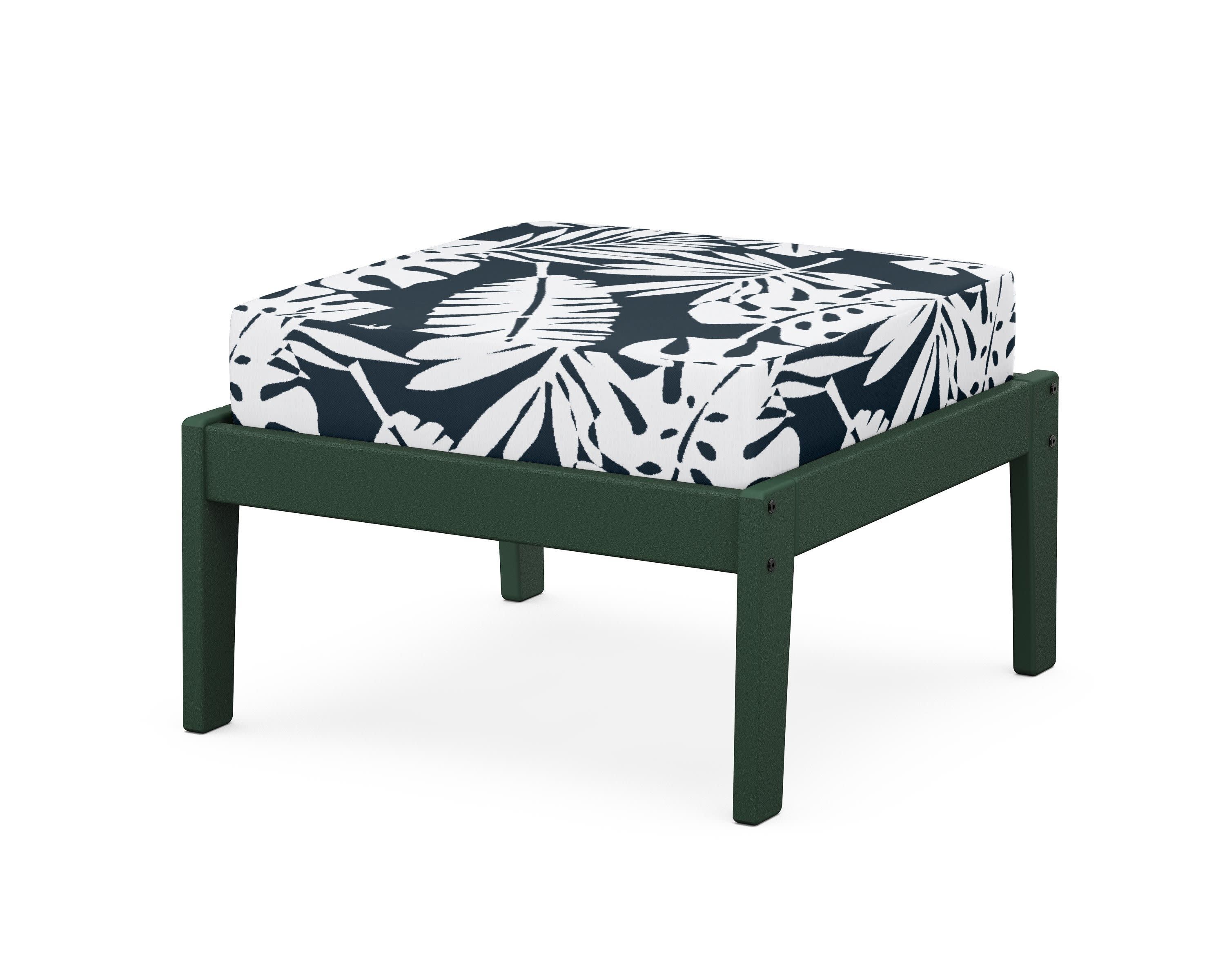 Deep Seating Ottoman in Green / Leaf Marine Indigo