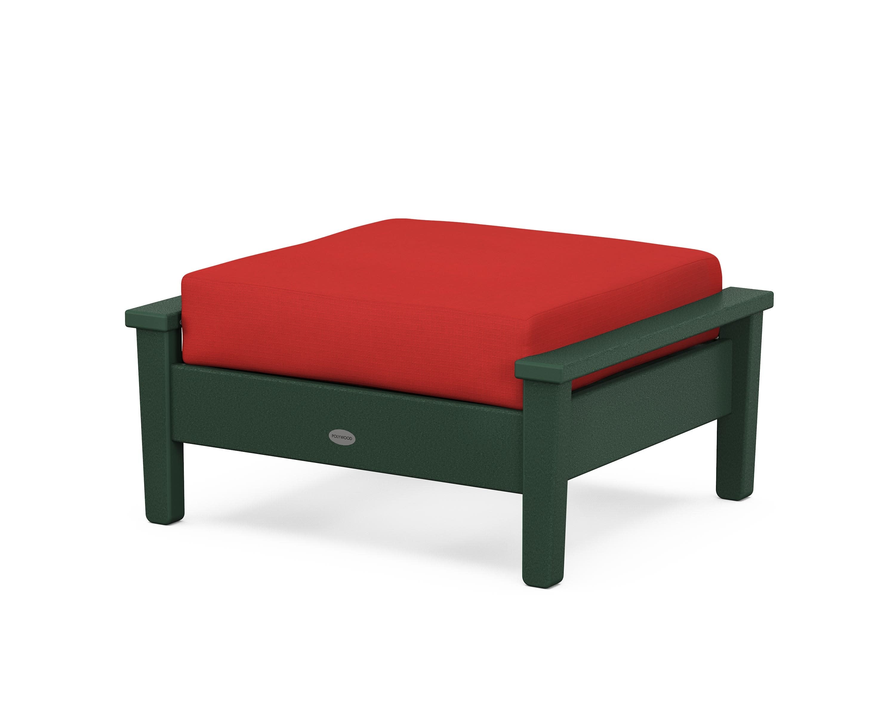 Prescott Deep Seating Ottoman in Green / Crimson Linen