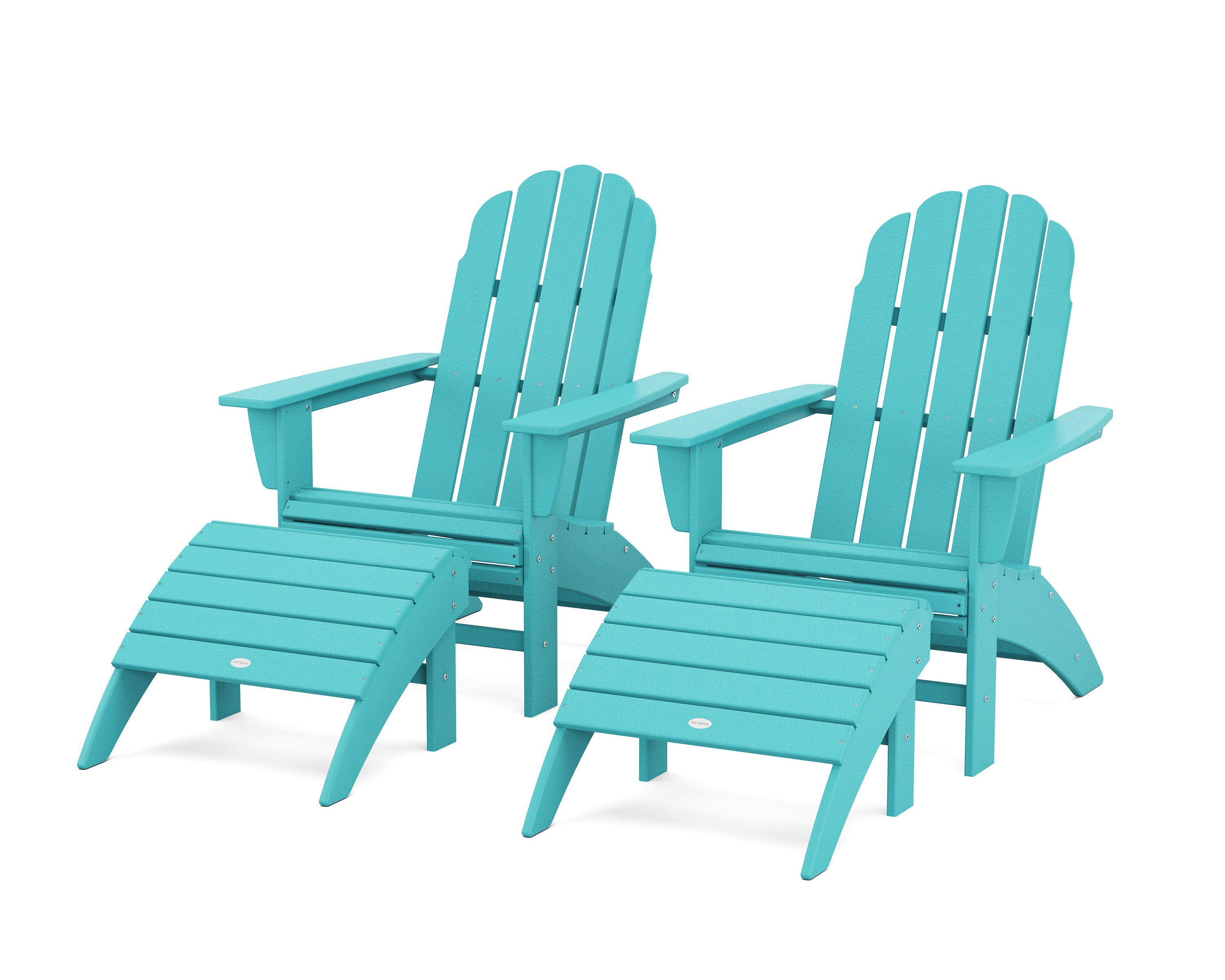 Vineyard Curveback Adirondack Chair 4-Piece Set with Ottomans in Aruba