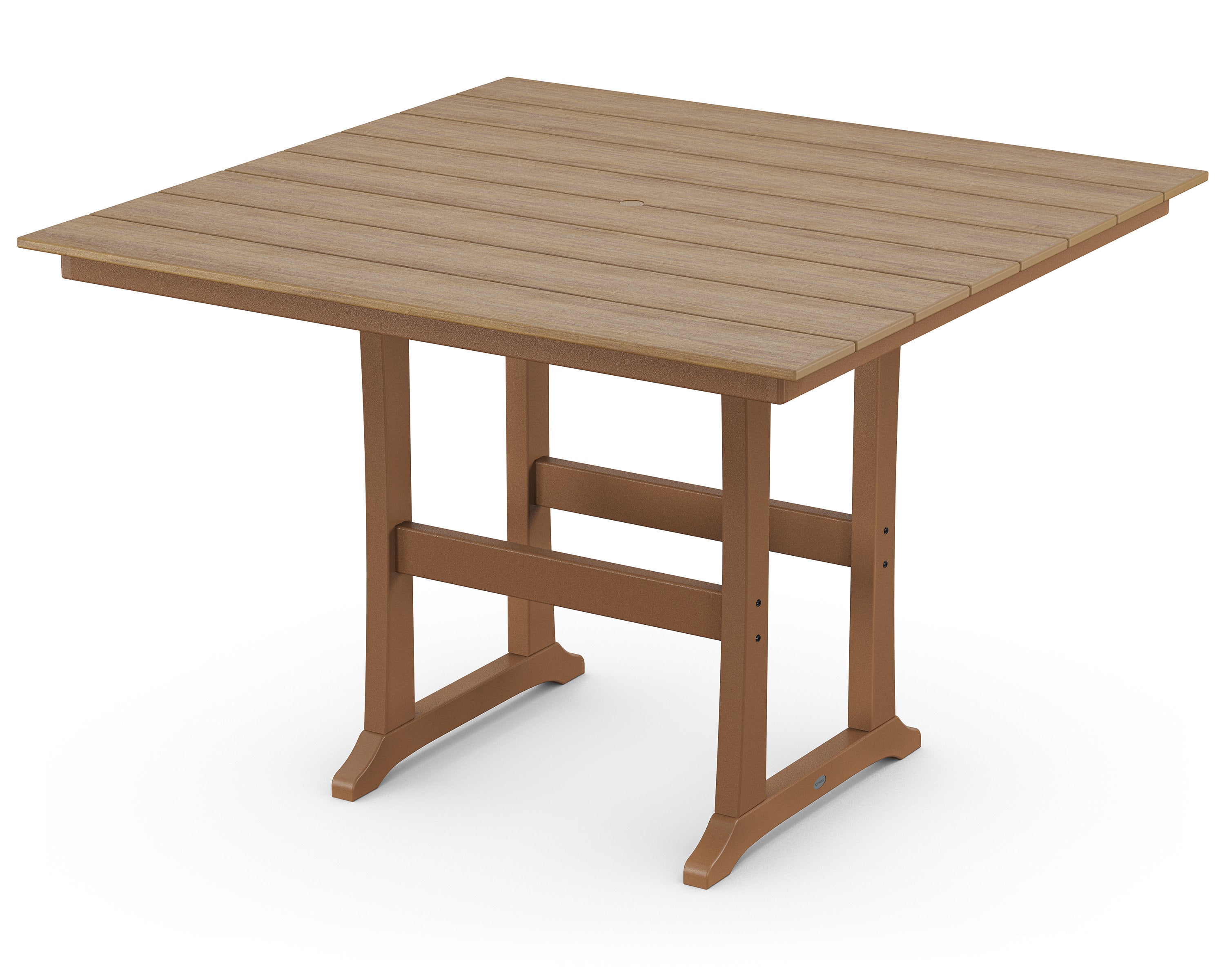 Farmhouse Trestle 59" Bar Table in Teak / Natural