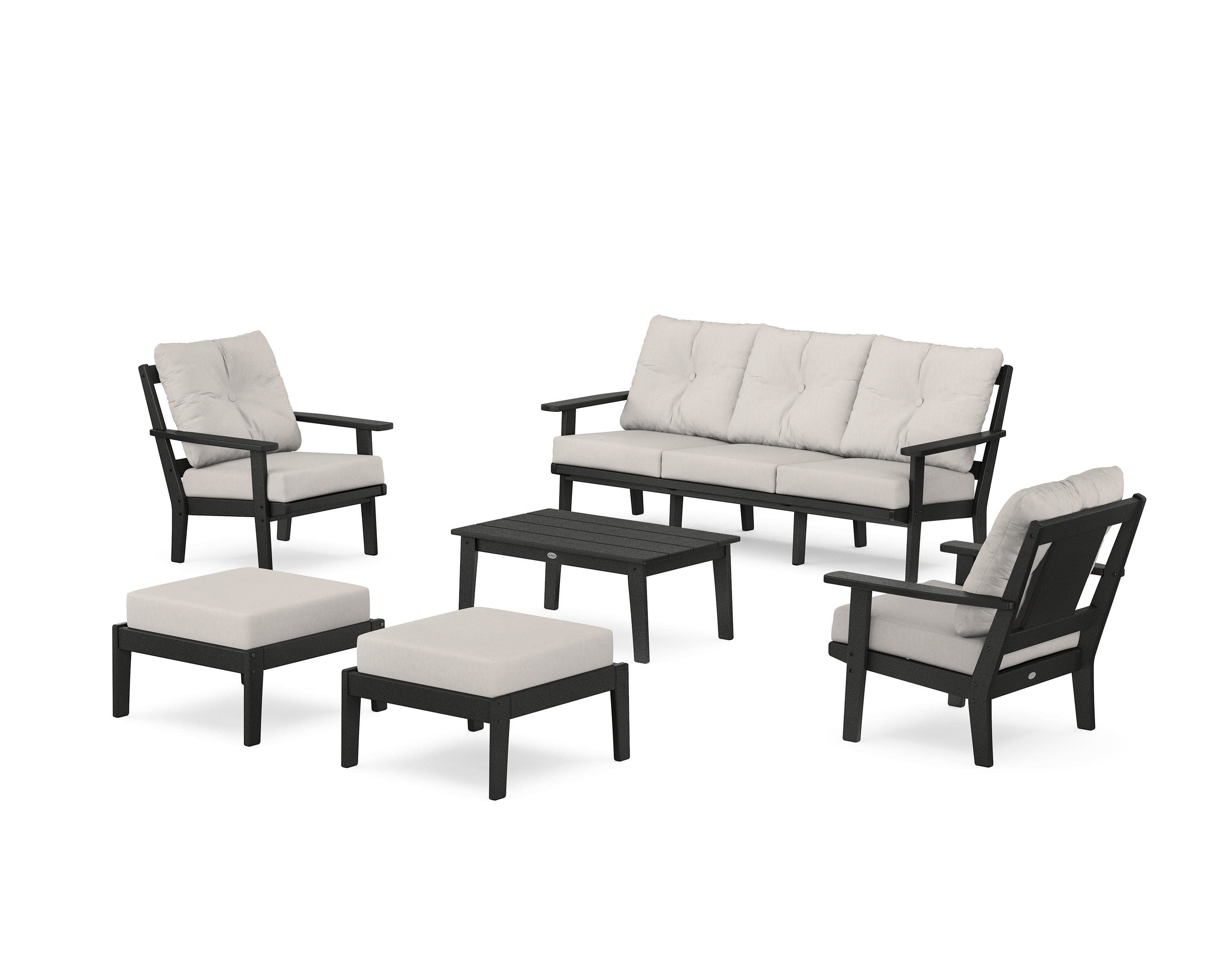 Prairie 6-Piece Lounge Sofa Set in Black / Cast Ash