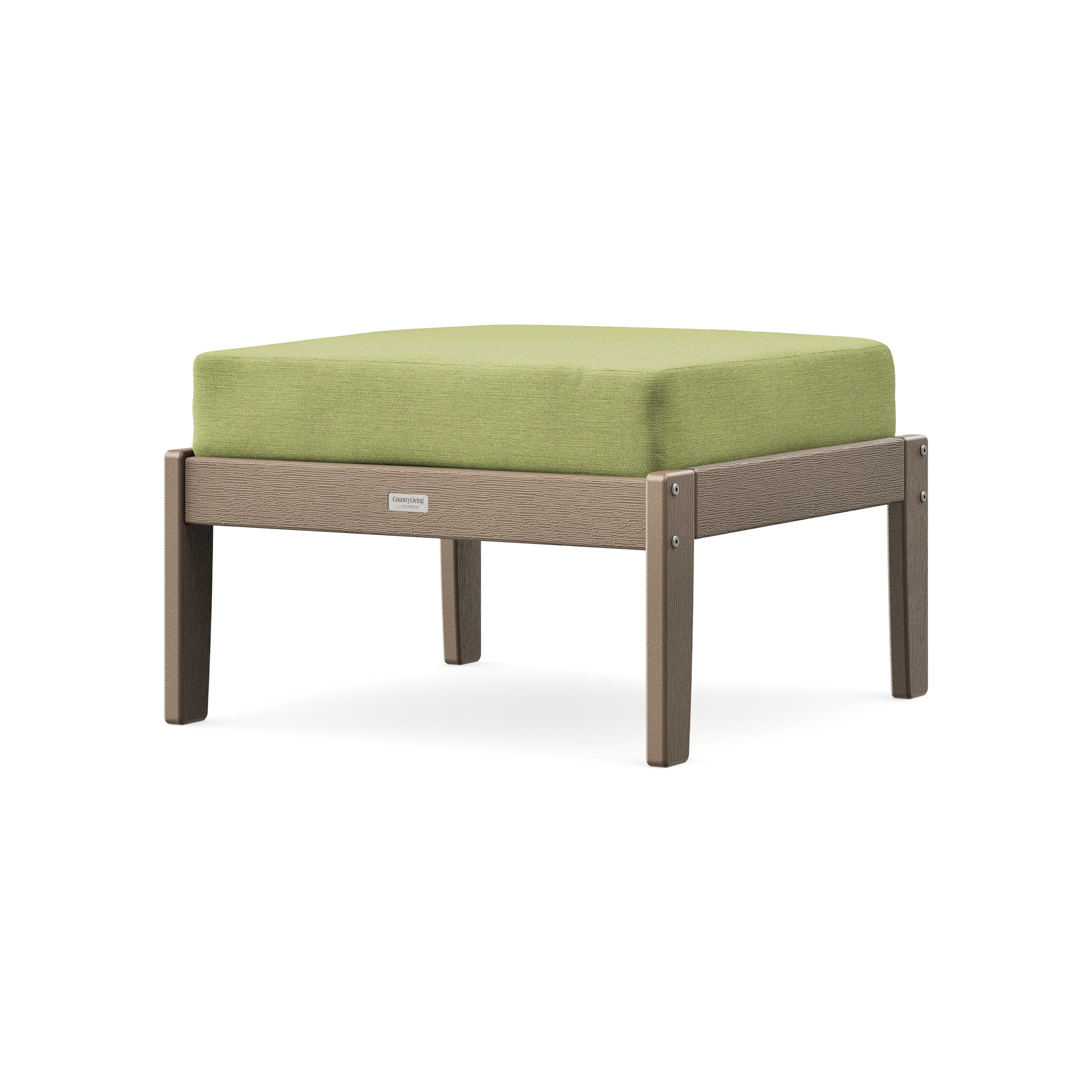 Cottage Deep Seating Ottoman in Vintage Sahara / Chartreuse Boucle