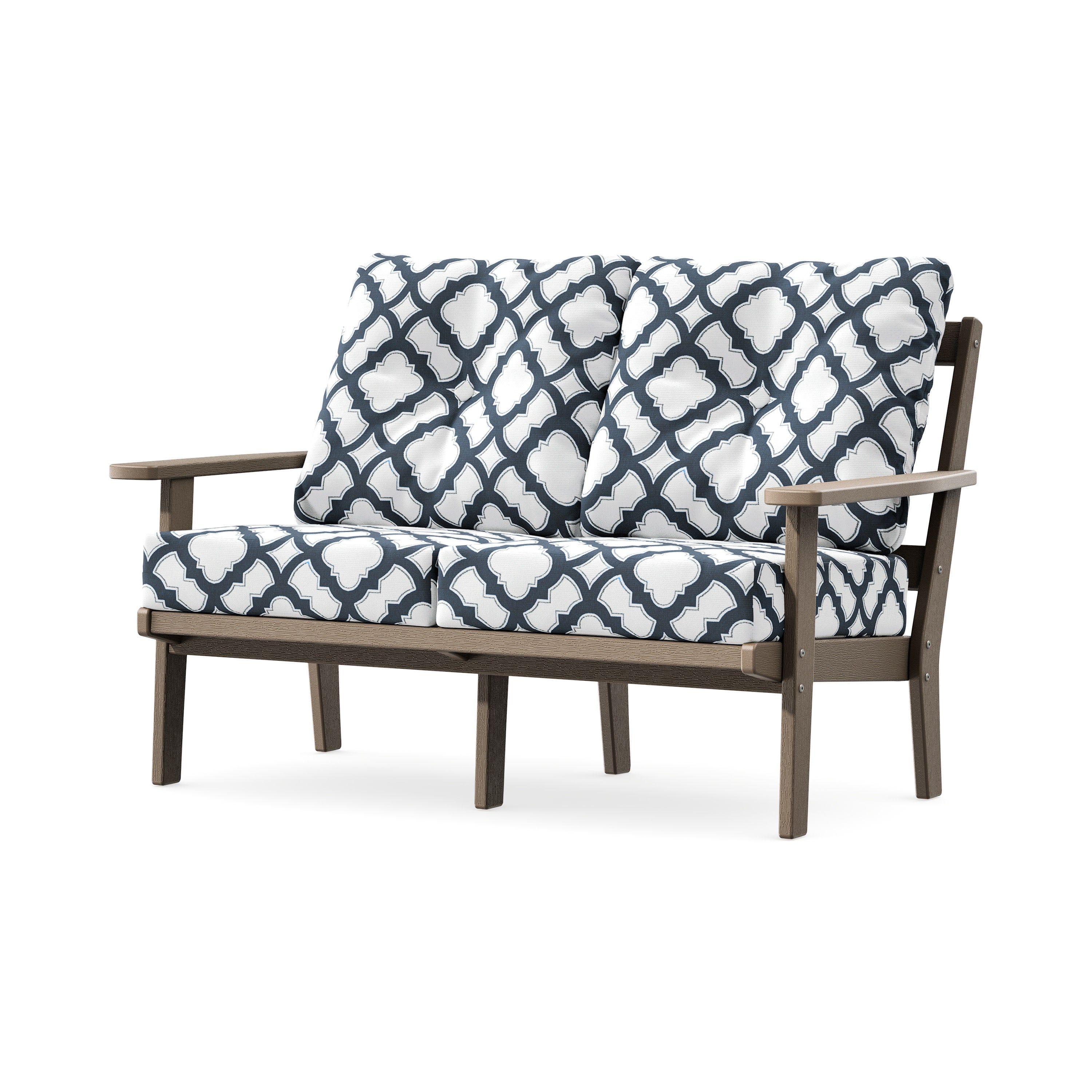 Oxford Deep SeatingLoveseat in Vintage Sahara / Trellis Marine Indigo