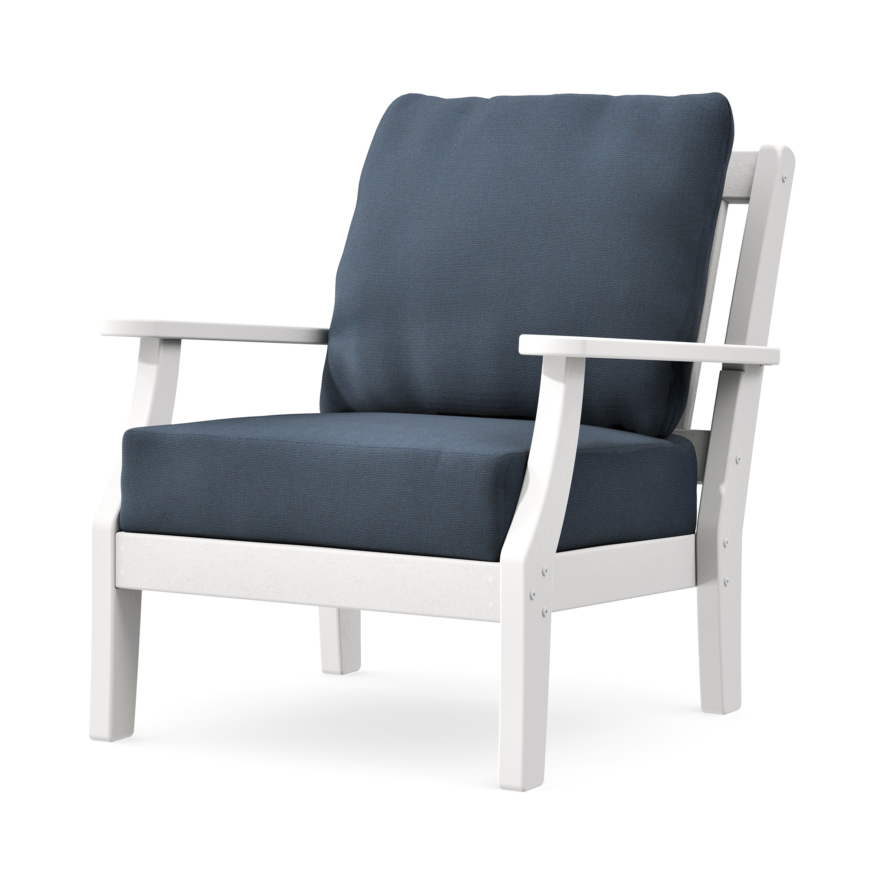 Chinoiserie Deep Seating Chair in White / Marine Indigo