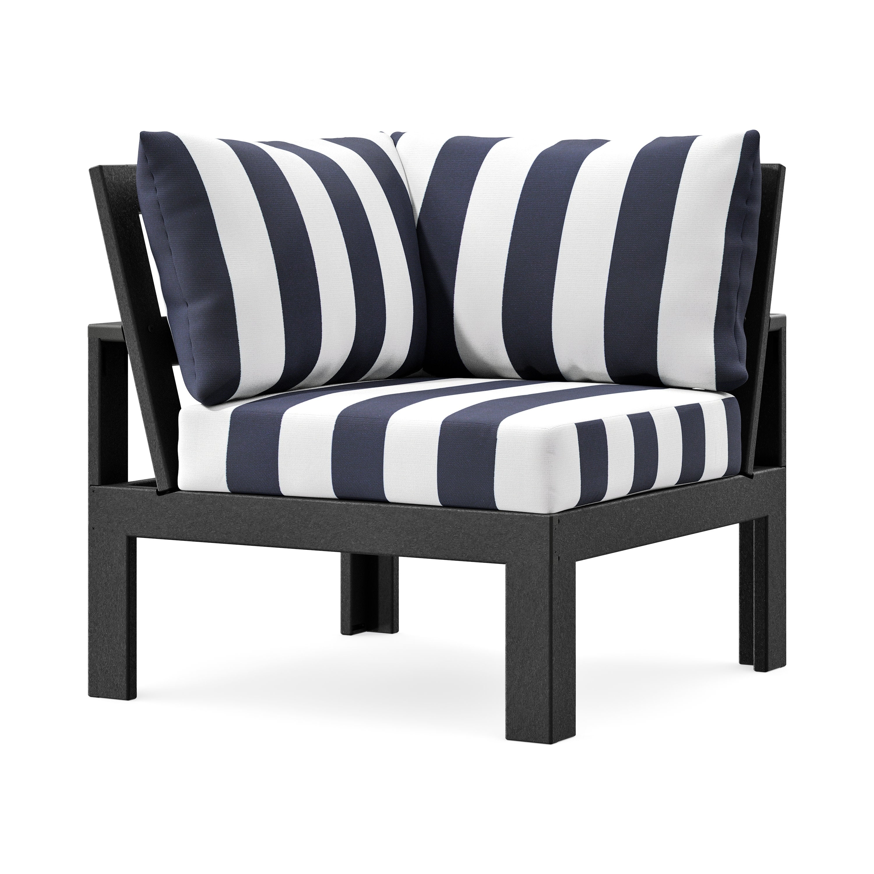 Modular Corner Chair in Black / Cabana Stripe Navy