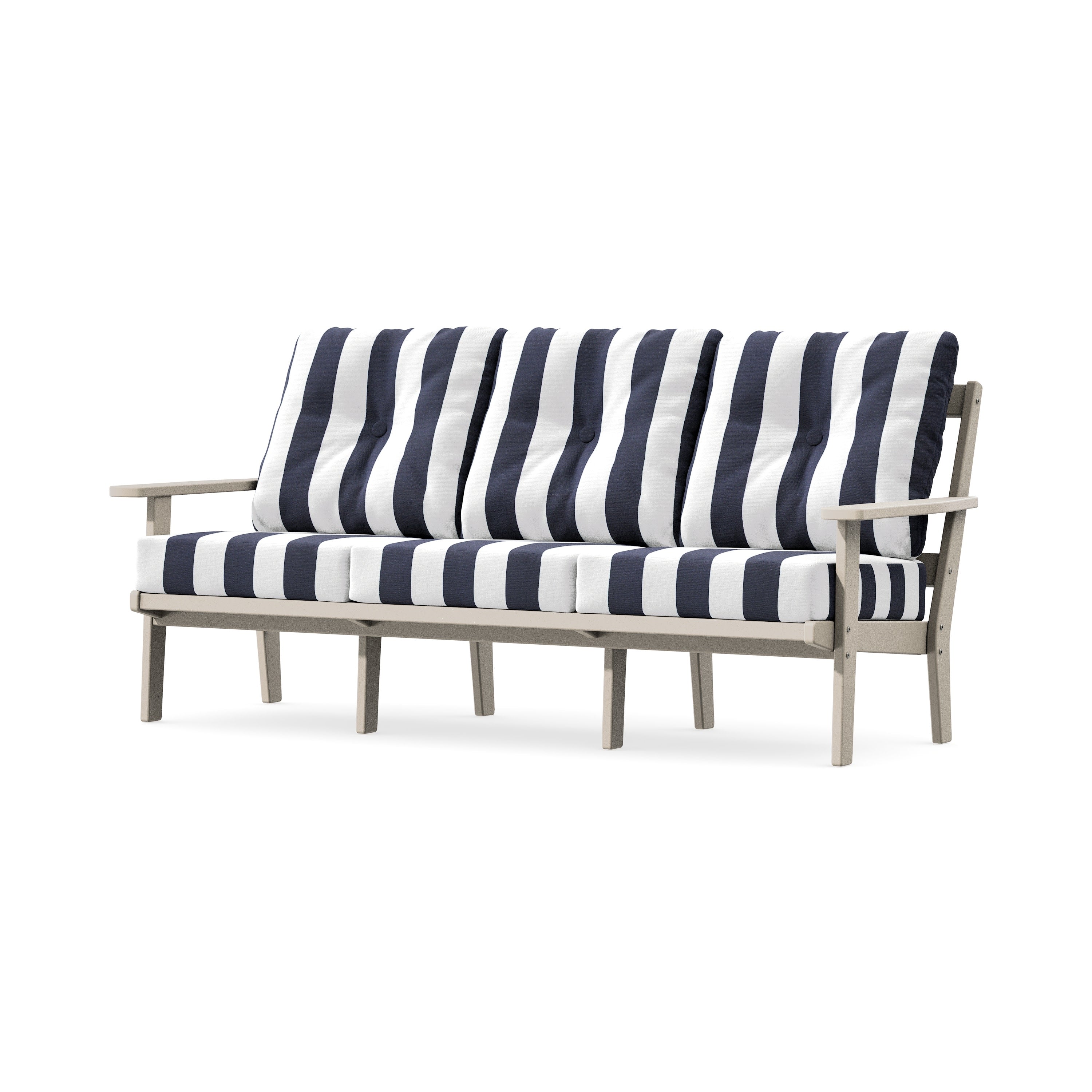 Oxford Deep Seating Sofa in Sand / Cabana Stripe Navy