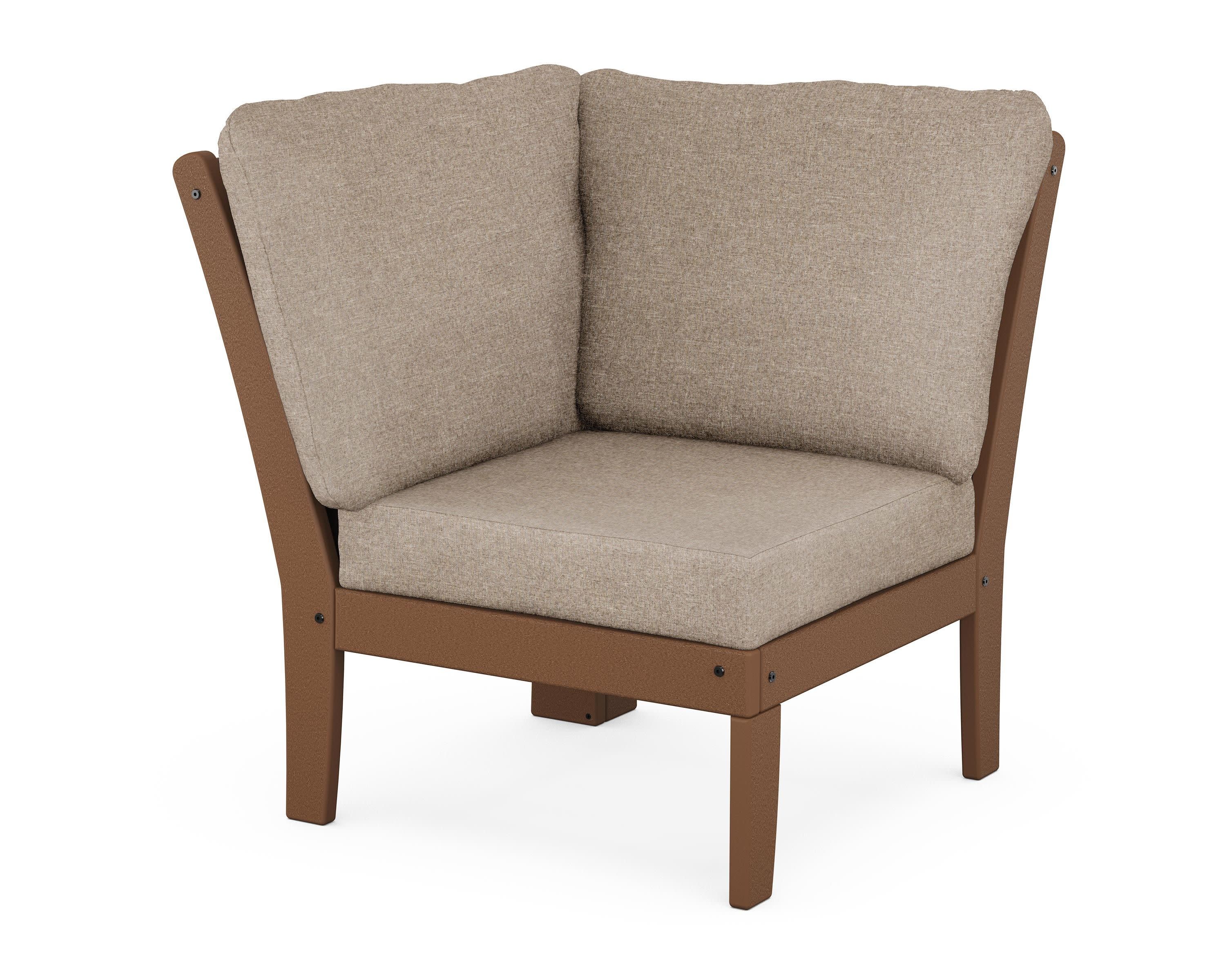 Braxton Modular Corner Chair in Teak / Spiced Burlap