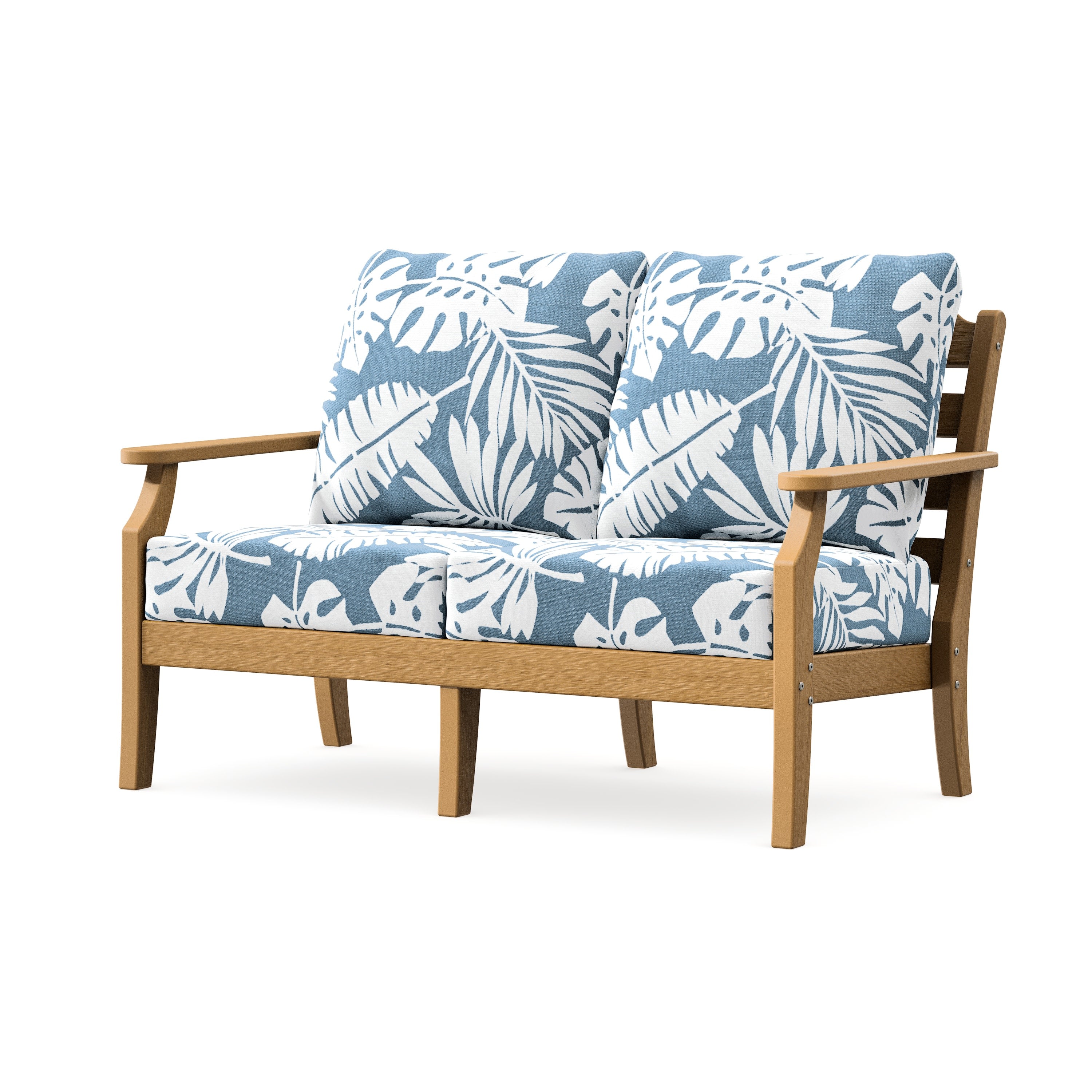 Savannah Deep Seating Loveseat in Natural / Leaf Sky Blue