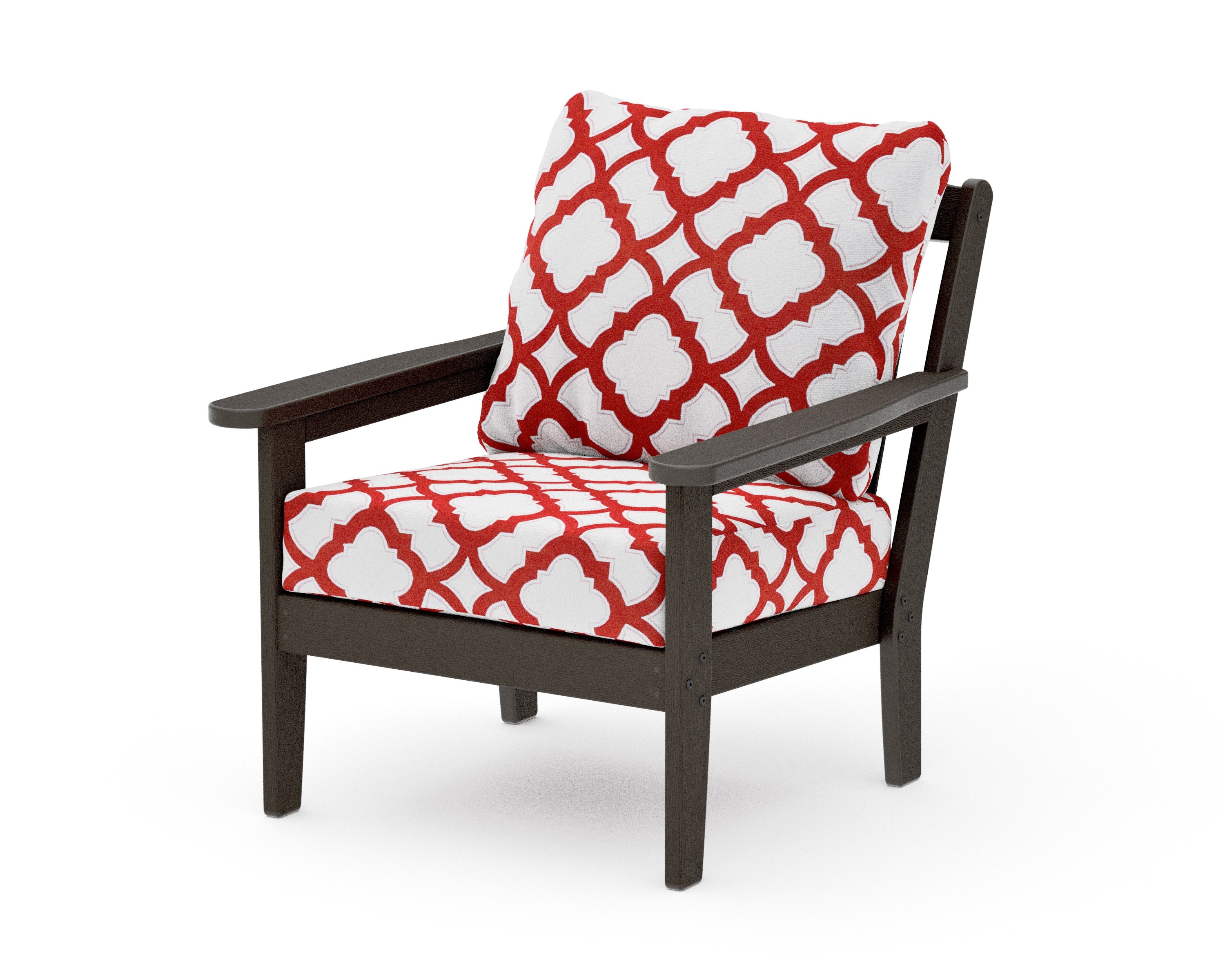 Cottage Deep Seating Chair in Vintage Coffee / Trellis Crimson