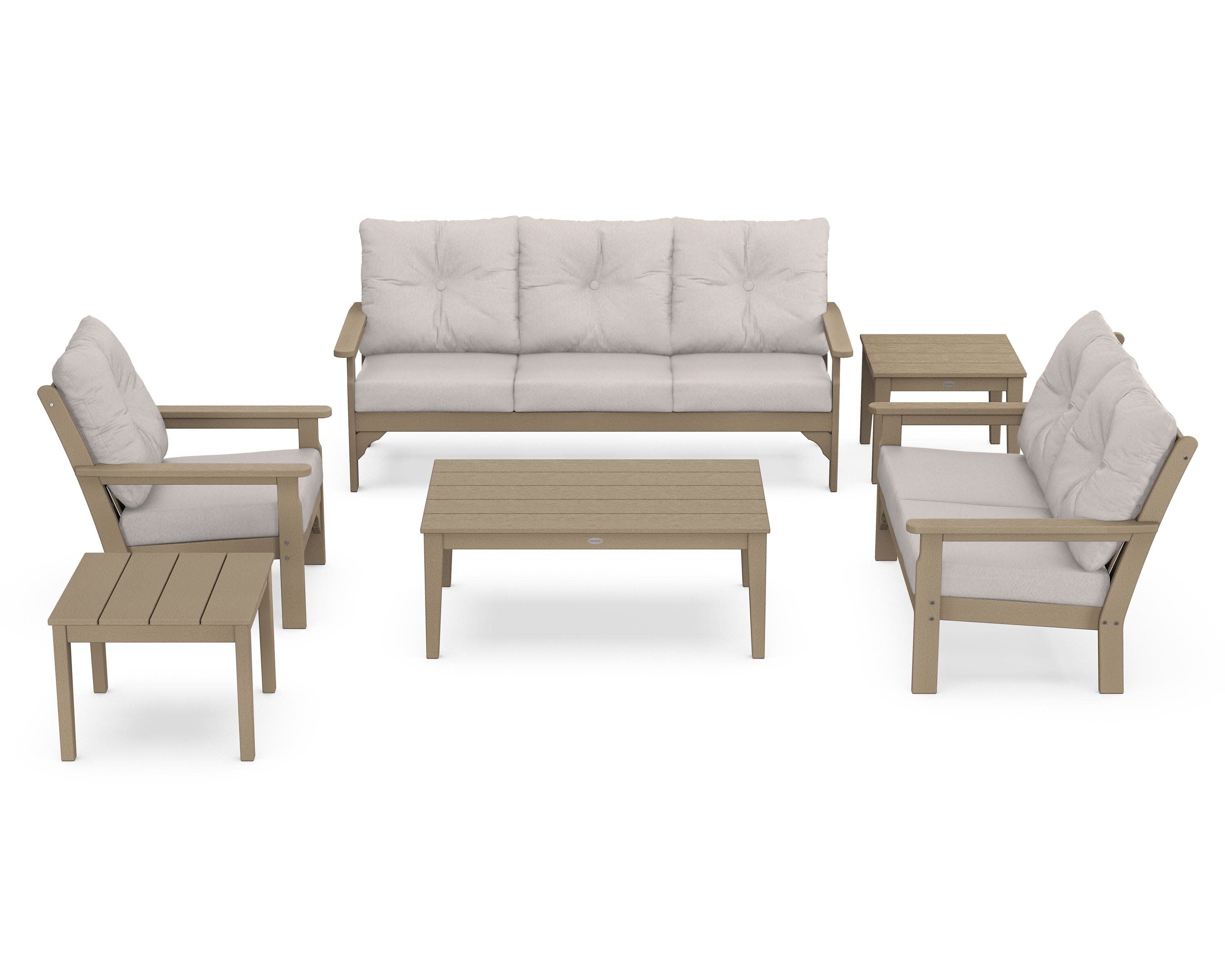 Vineyard 6-Piece Deep Seating Set in Vintage Sahara / Dune Burlap
