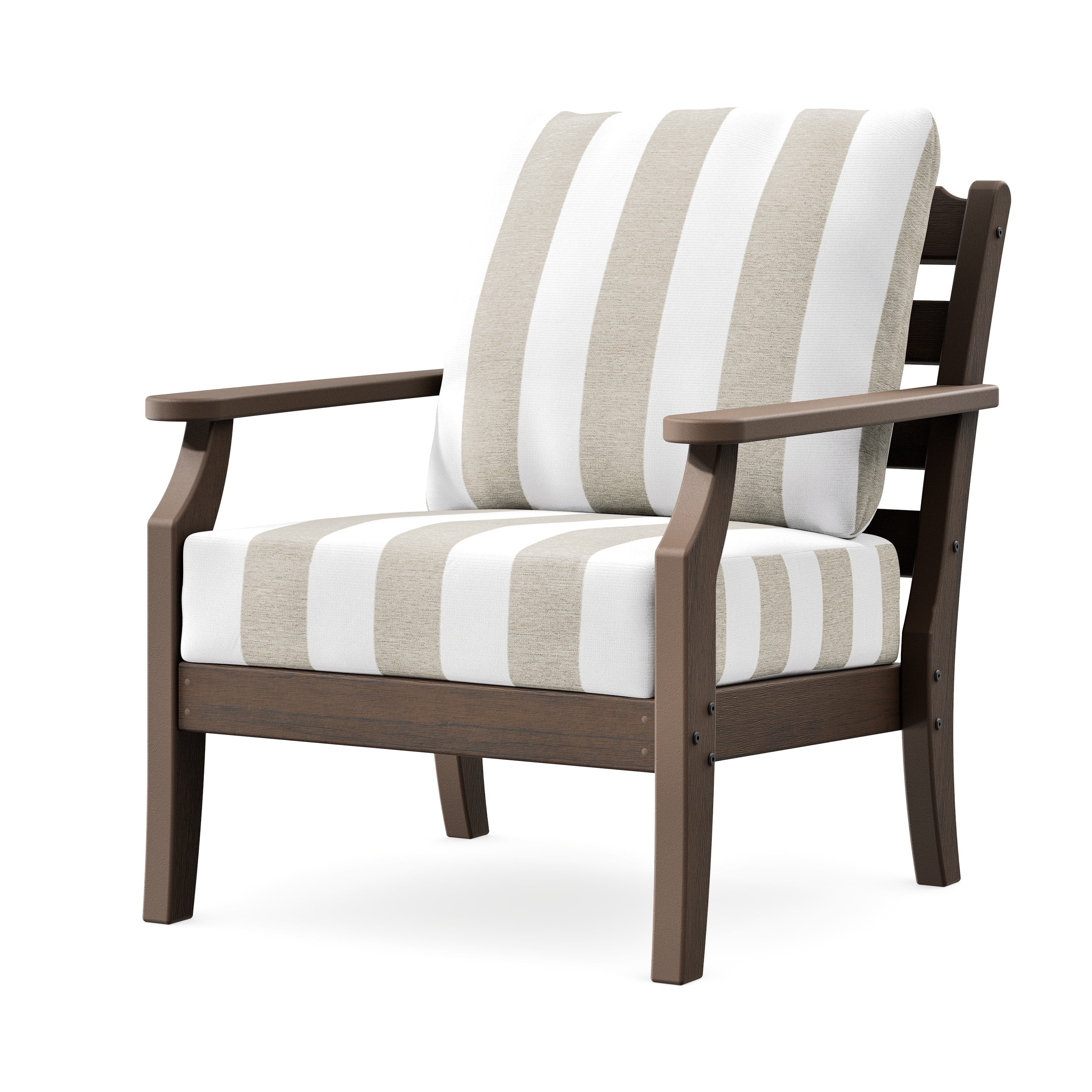 Savannah Deep Seating Chair in Kona / Cabana Stripe Dune Burlap