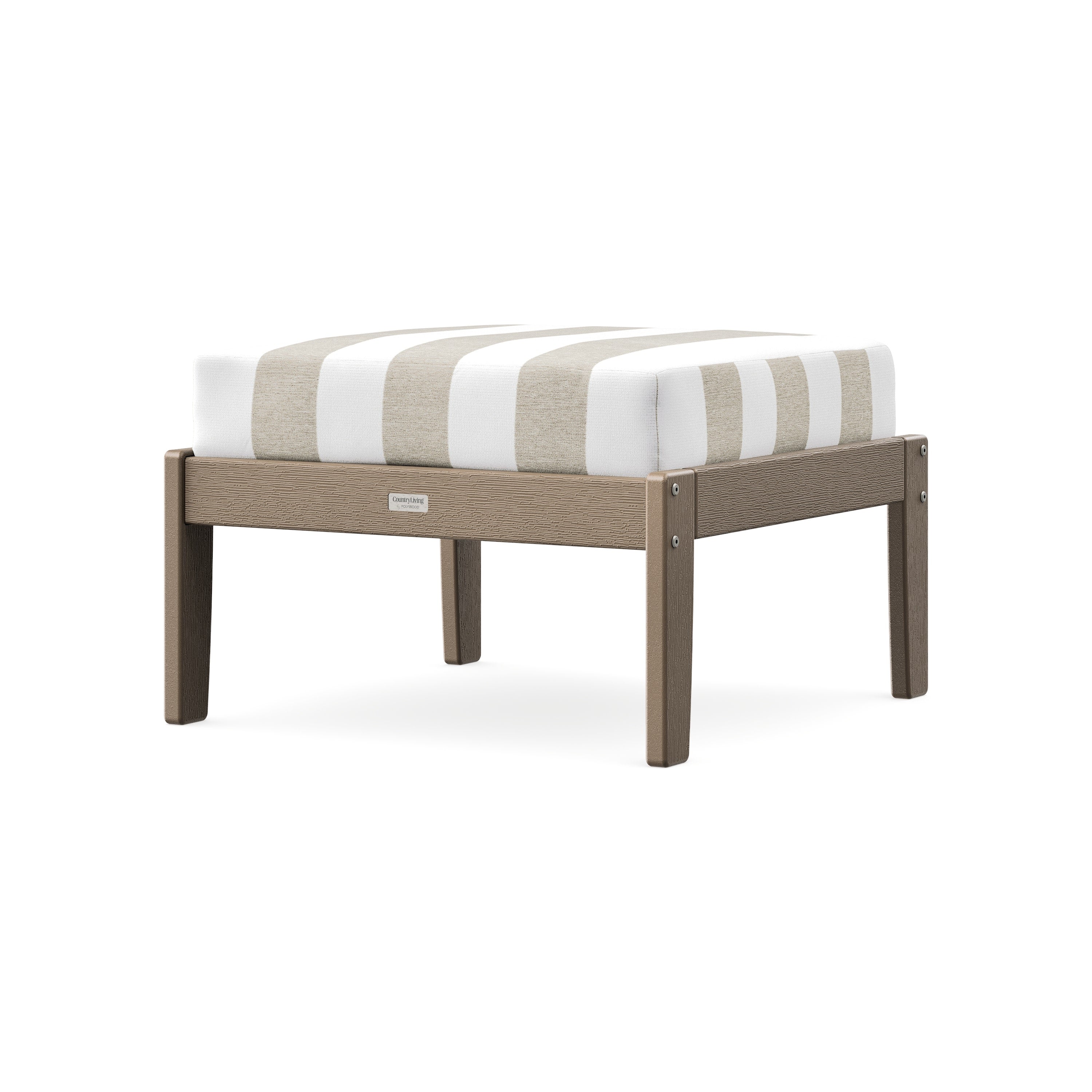 Cottage Deep Seating Ottoman in Vintage Sahara / Cabana Stripe Dune Burlap