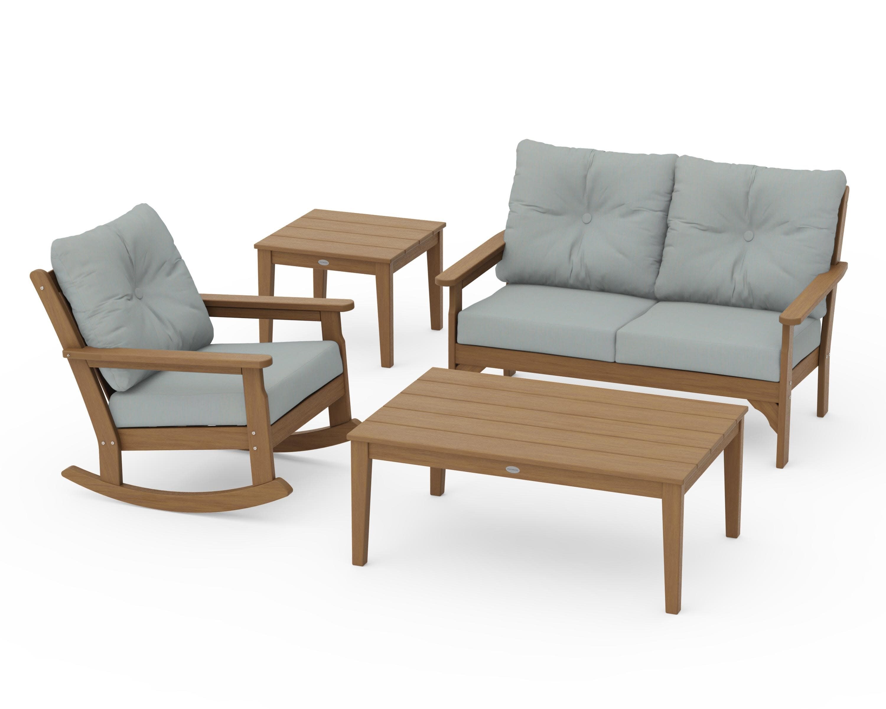Vineyard 4-Piece Deep Seating Rocker Set in Natural / Spa