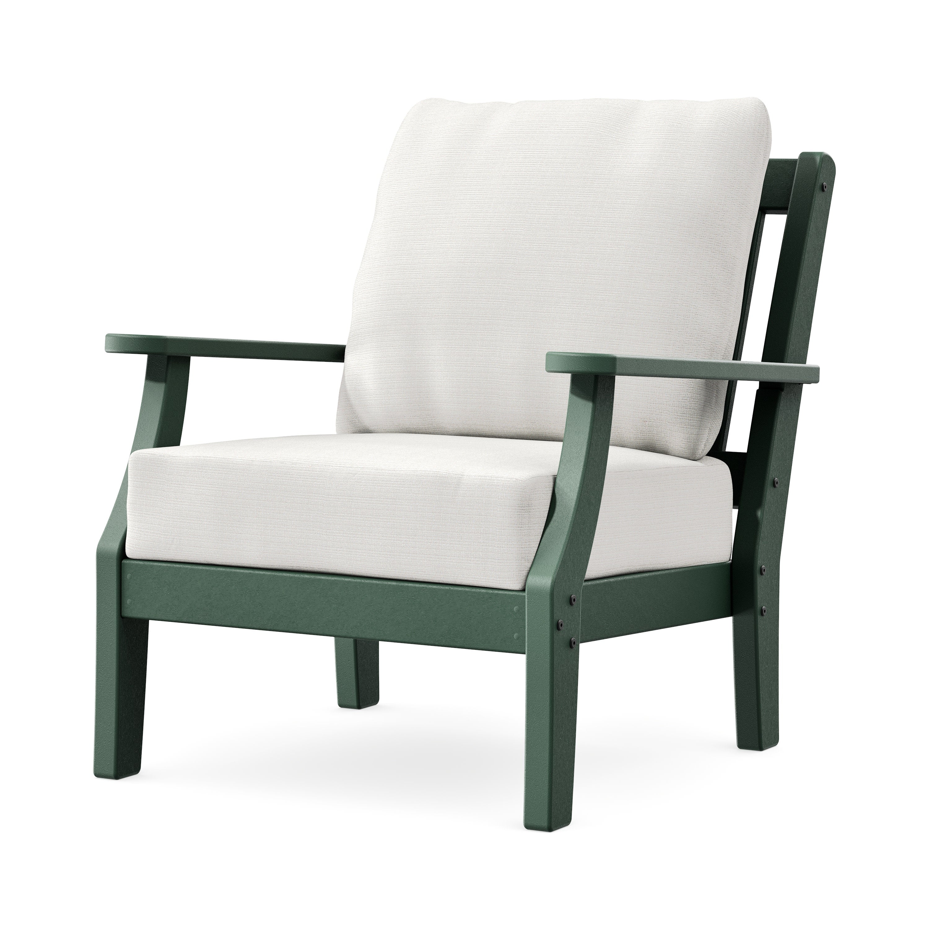 Chinoiserie Deep Seating Chair in Green / Natural Linen