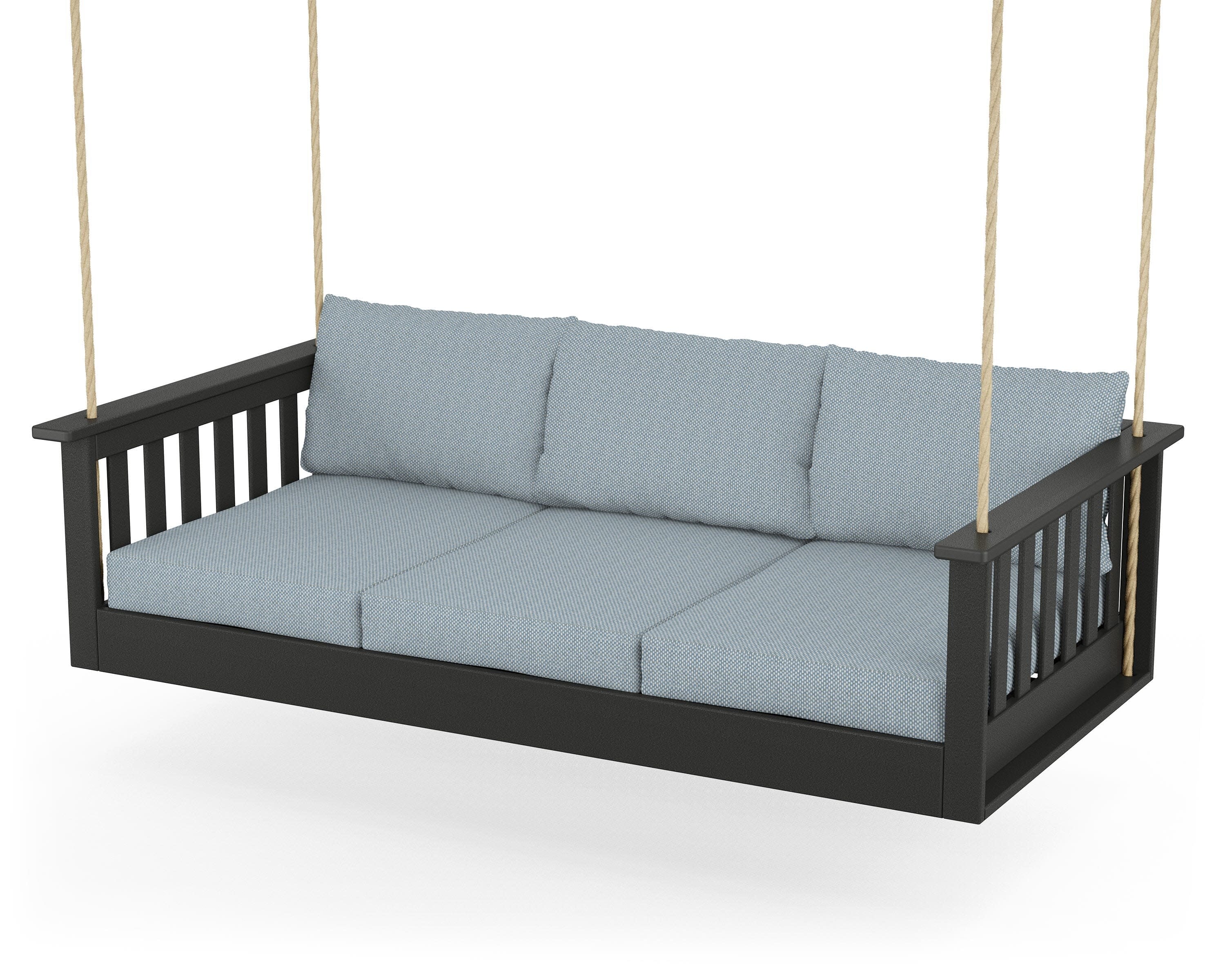 Vineyard Daybed Swing in Black / Exhale Sky
