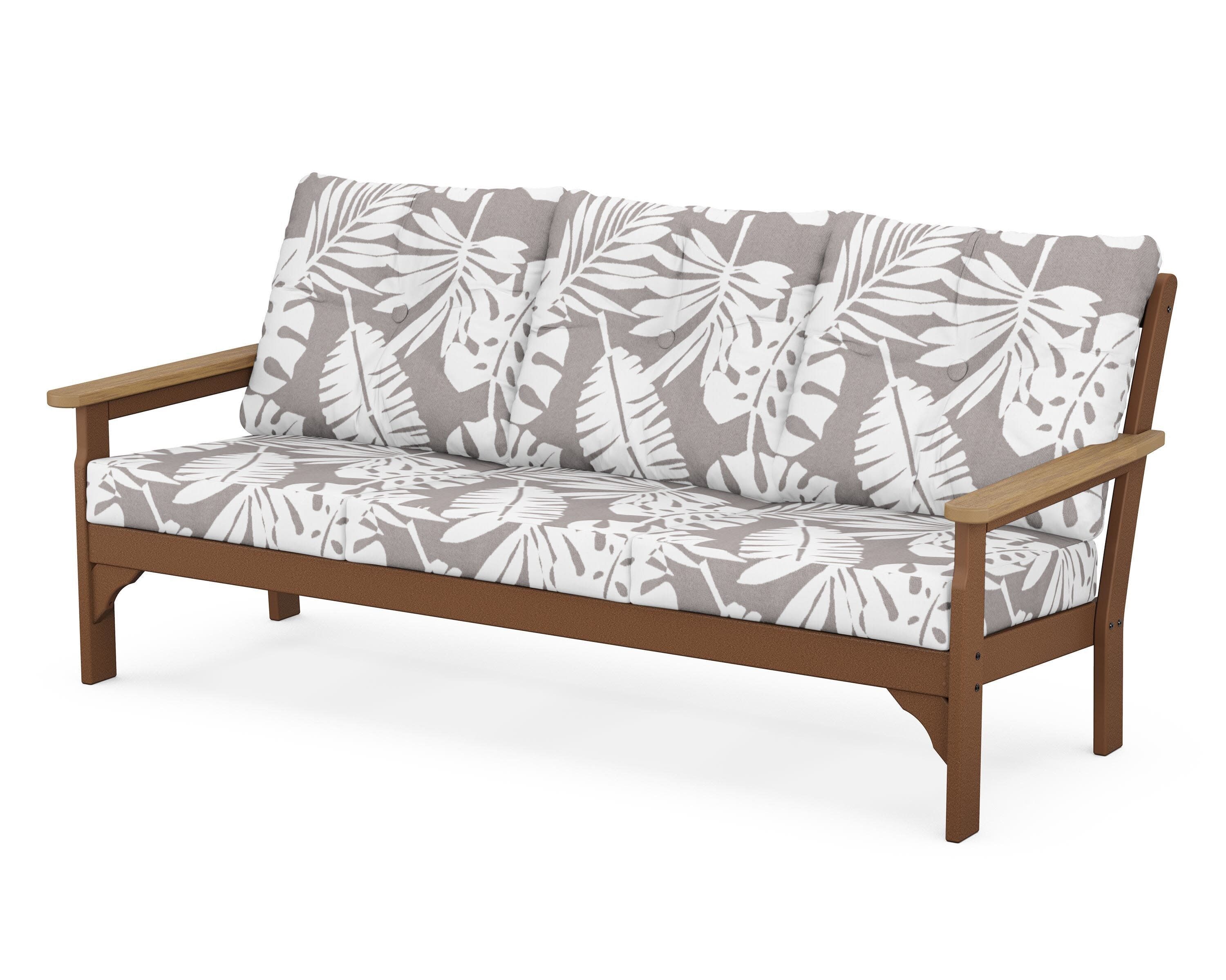 Vineyard Deep Seating Sofa in Teak / Natural / Leaf Grey Mist