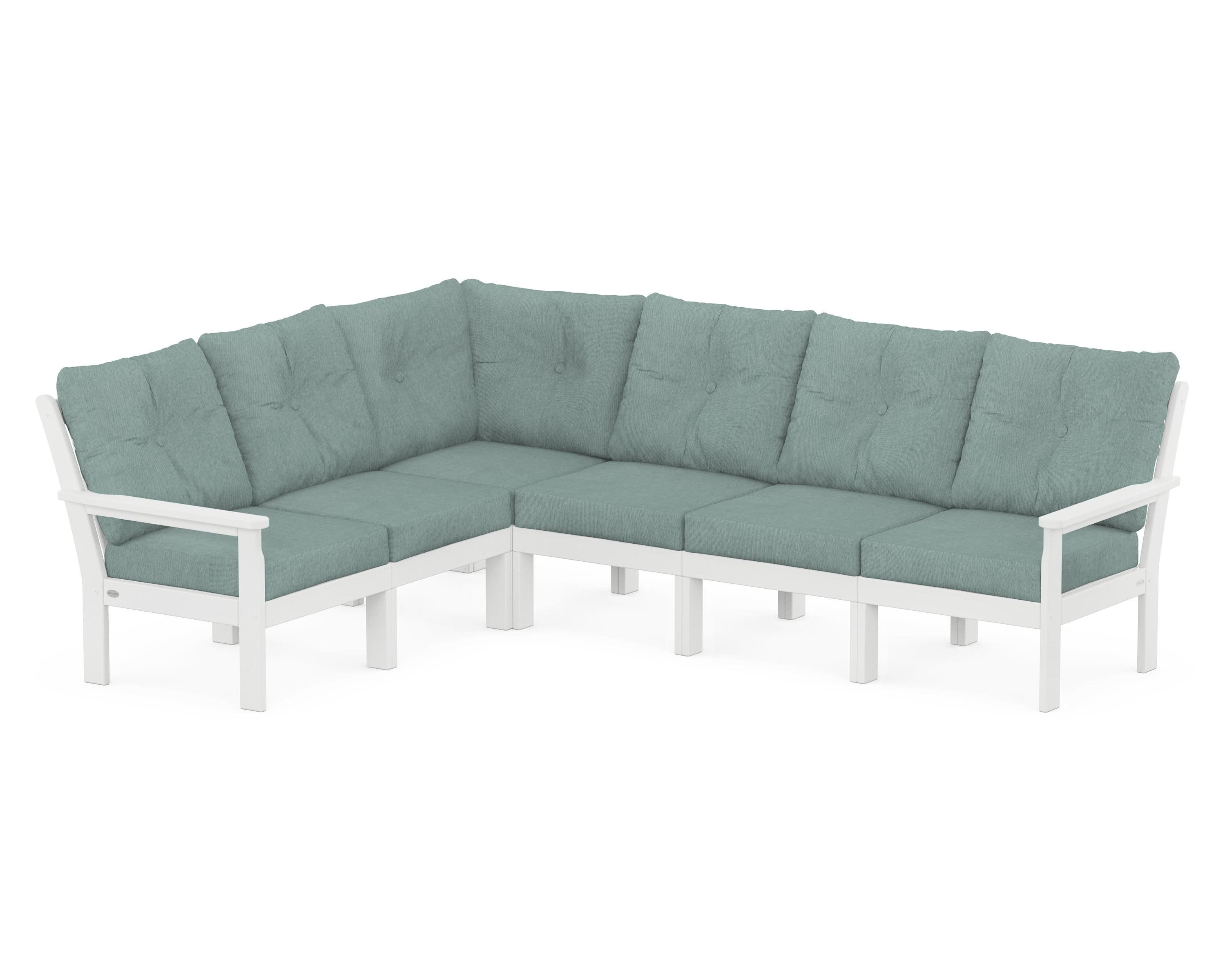 Vineyard 6-Piece Sectional in White / Glacier Spa