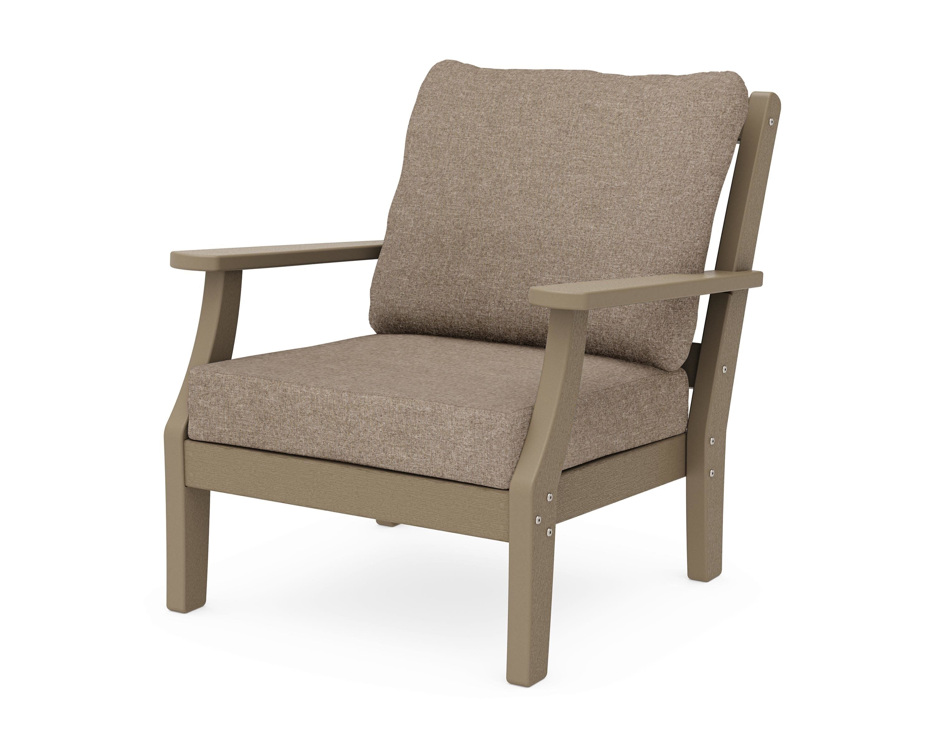 Chinoiserie Deep Seating Chair in Vintage Sahara / Spiced Burlap