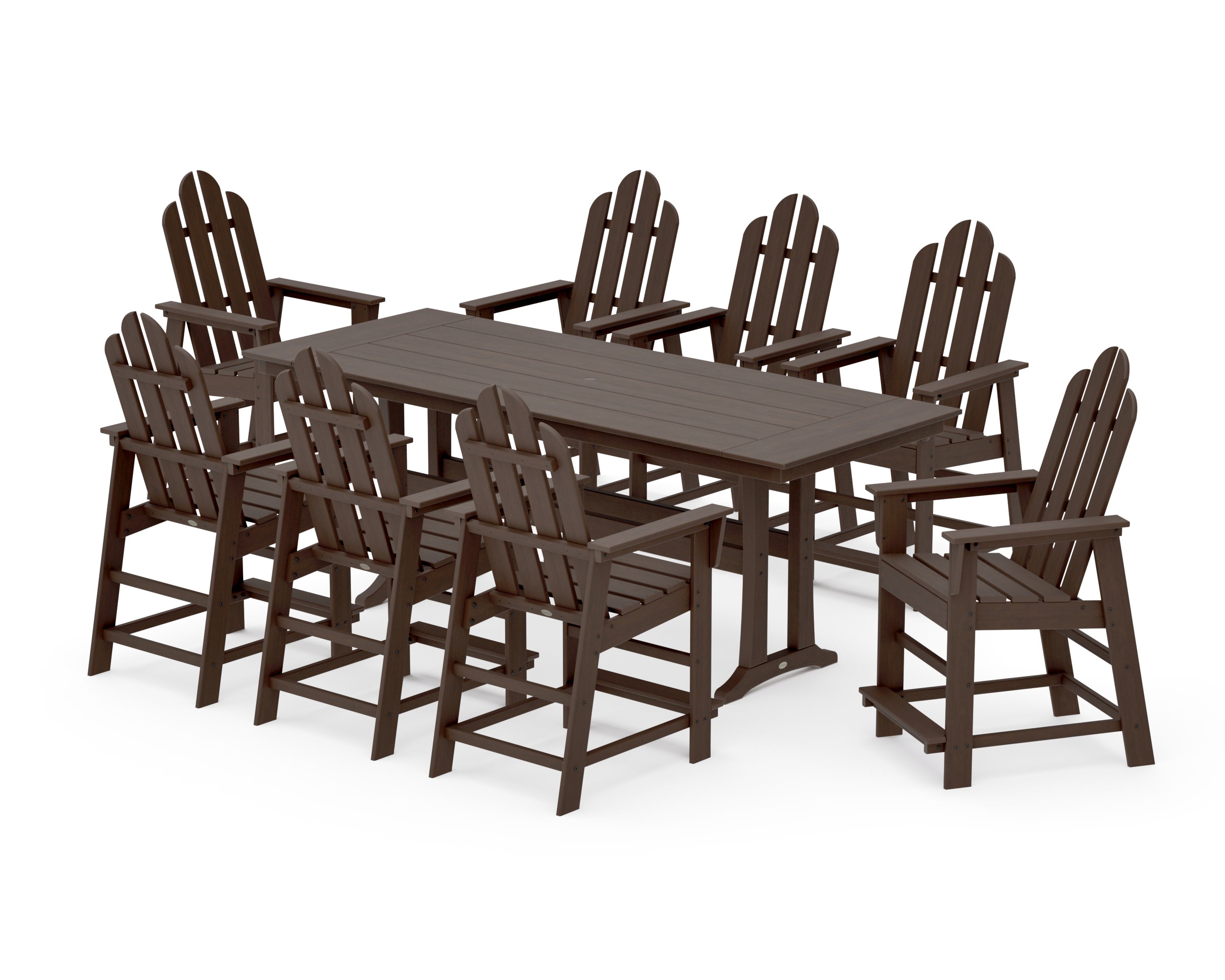 Long Island 9-Piece Farmhouse Counter Set with Trestle Legs in Kona